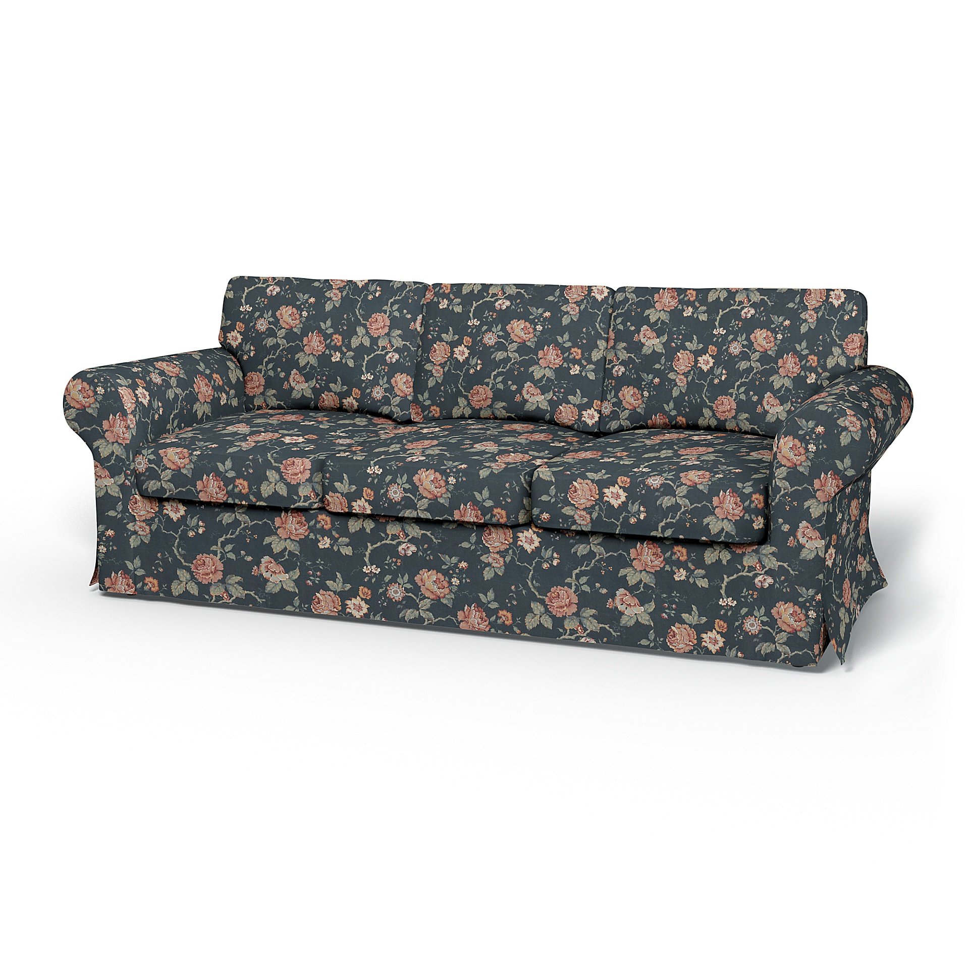 IKEA - Ektorp 3 Seater Sofa Bed Cover, Rosentrad Dark, BEMZ x BORASTAPETER COLLECTION - Bemz