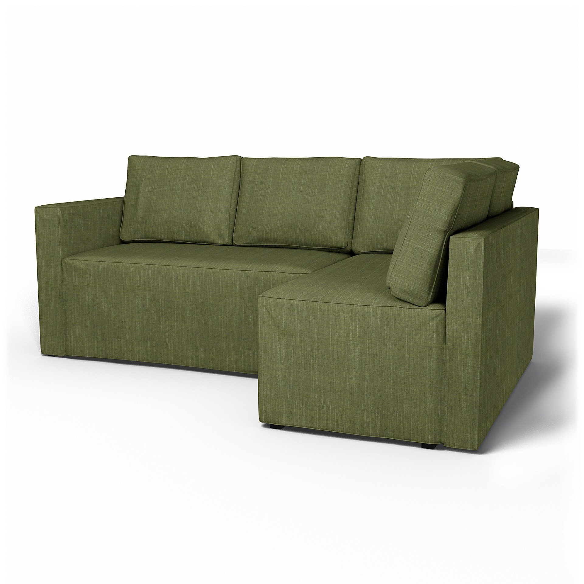 IKEA - Fagelbo Sofa Bed with Right Chaise Cover, Moss Green, Boucle & Texture - Bemz