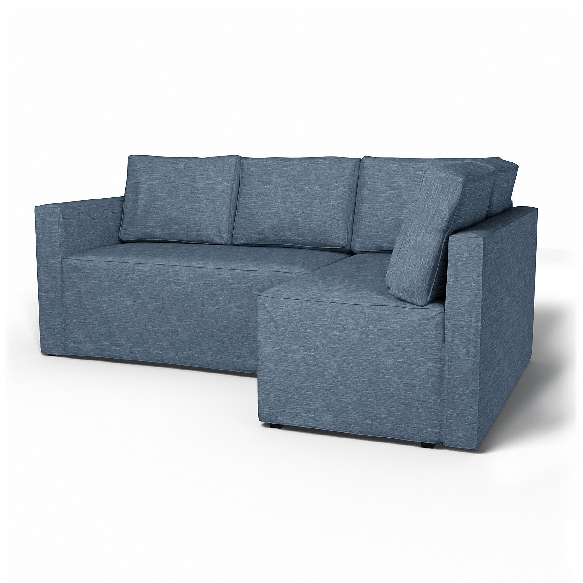 IKEA - Fagelbo Sofa Bed with Right Chaise Cover, Mineral Blue, Velvet - Bemz