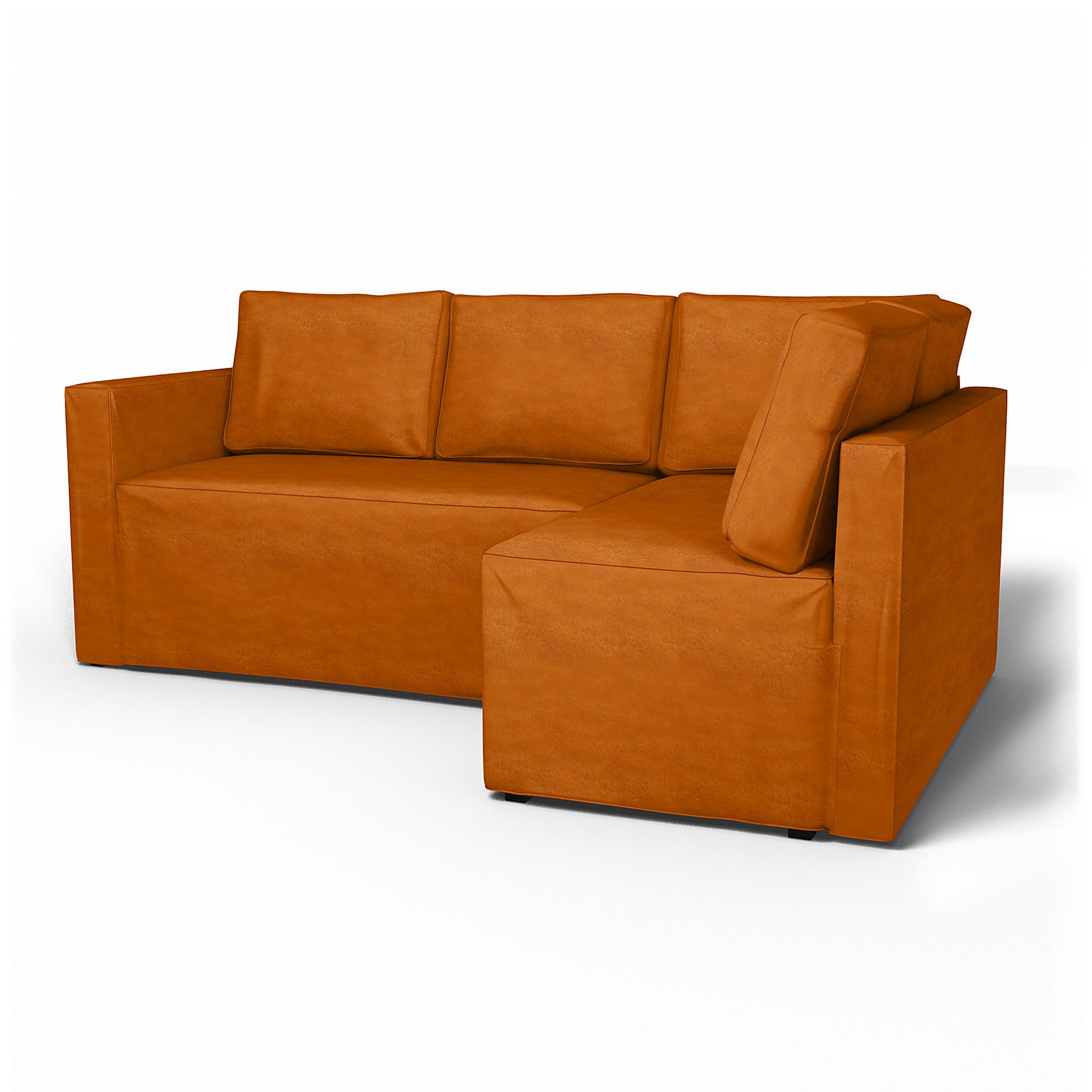 IKEA - Fågelbo Sofa Bed with Right Chaise Cover, Cognac, Velvet - Bemz