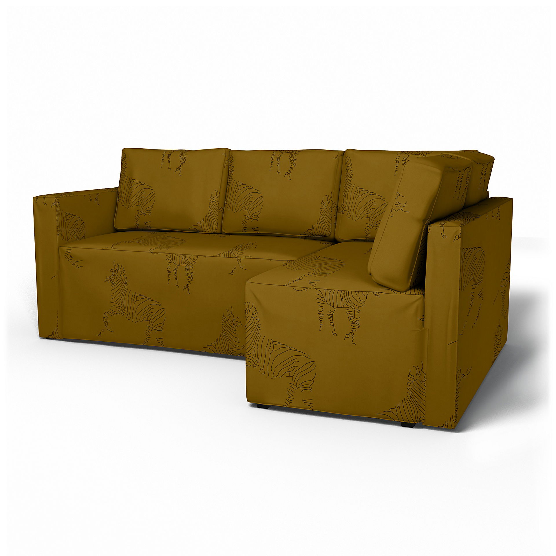 IKEA - Fågelbo Sofa Bed with Right Chaise Cover, Turmeric / Zebra, BEMZ NATURE'S PALETTE COLLECTION - Bemz