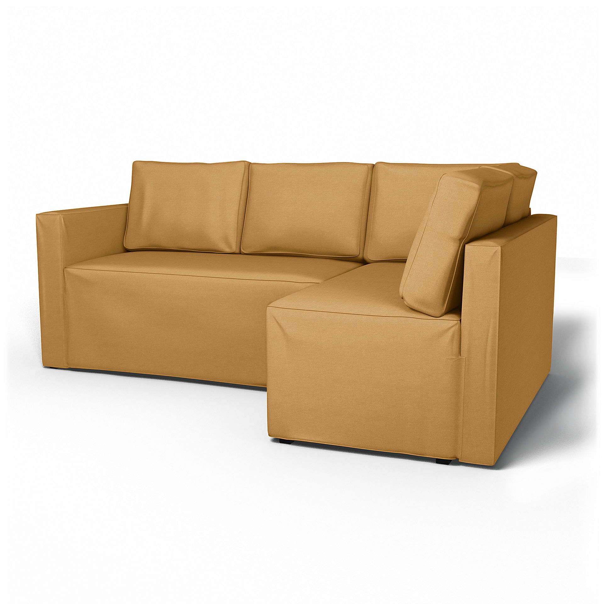 IKEA - Fågelbo Sofa Bed with Right Chaise Cover, Mustard, Linen - Bemz