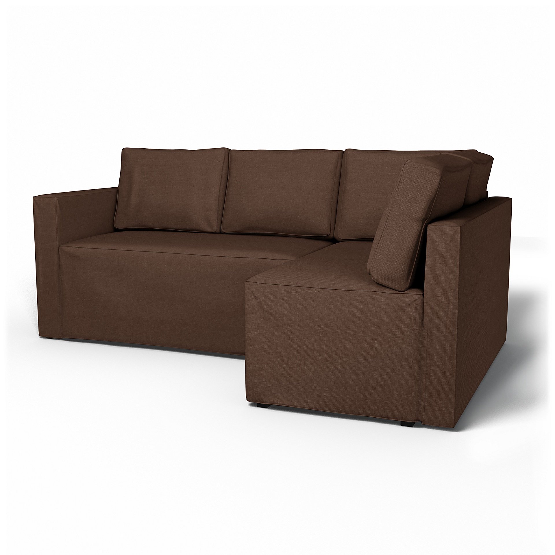 IKEA - Fagelbo Sofa Bed with Right Chaise Cover, Chocolate, Linen - Bemz