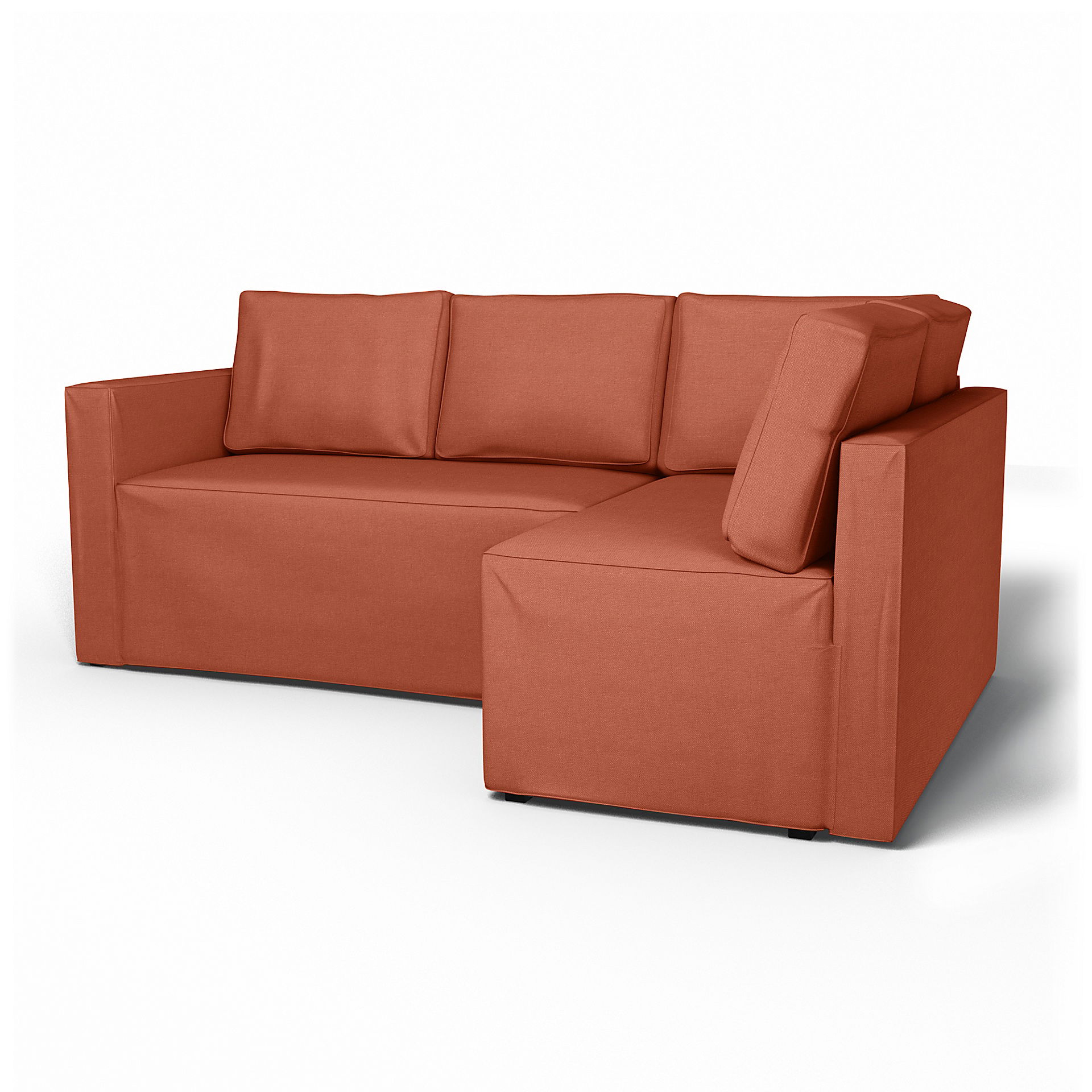 IKEA - Överdrag till Fågelbo bäddsoffa med höger schäslong, Burnt Orange, Linne - Bemz