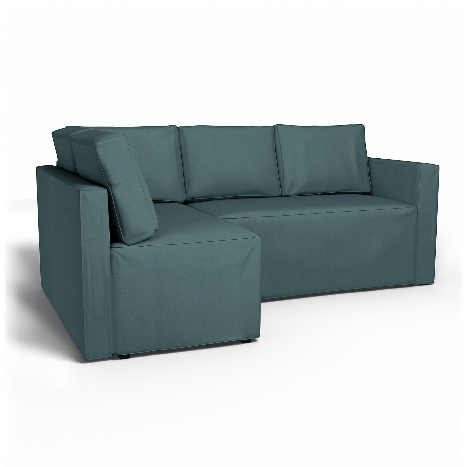 IKEA - Överdrag till Fågelbo bäddsoffa med vänster schäslong, Slate Blue, Linne - Bemz