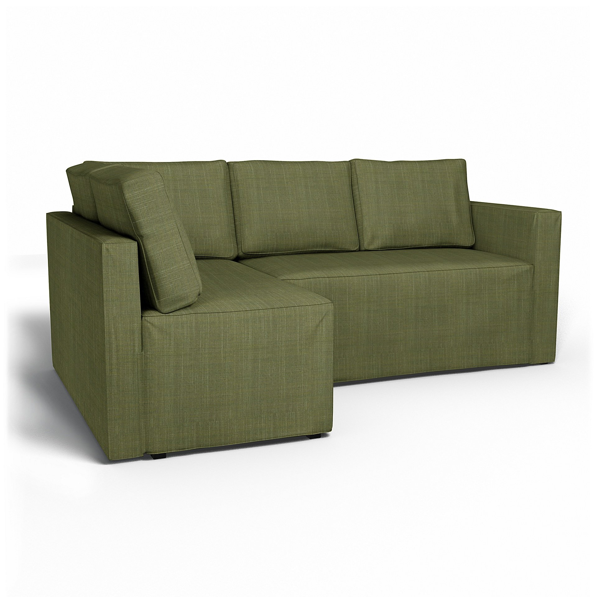 IKEA - Fagelbo Sofa Bed with Left Chaise Cover, Moss Green, Boucle & Texture - Bemz