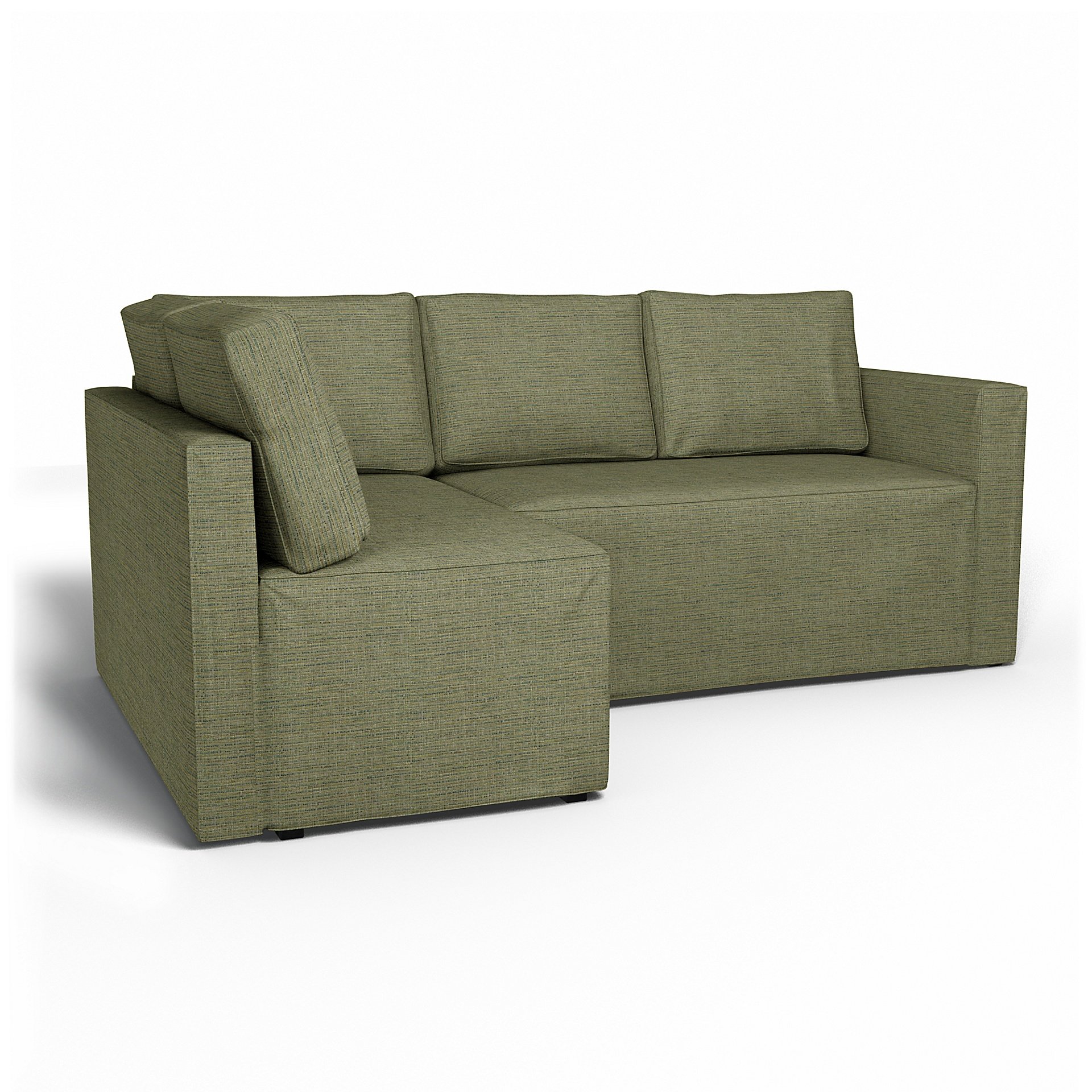 IKEA - Fagelbo Sofa Bed with Left Chaise Cover, Meadow Green, Boucle & Texture - Bemz