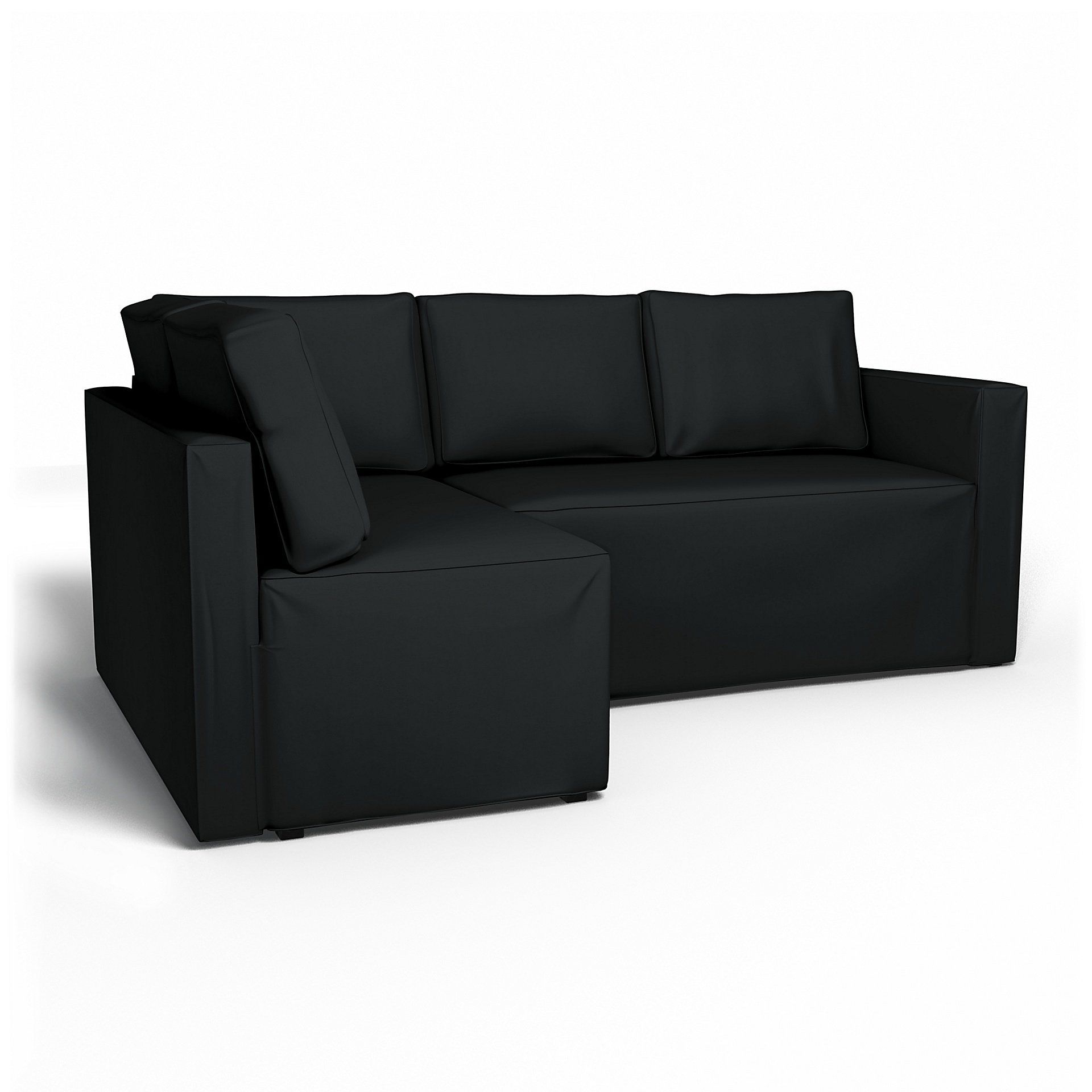 IKEA - Fagelbo Sofa Bed with Left Chaise Cover, Jet Black, Cotton - Bemz