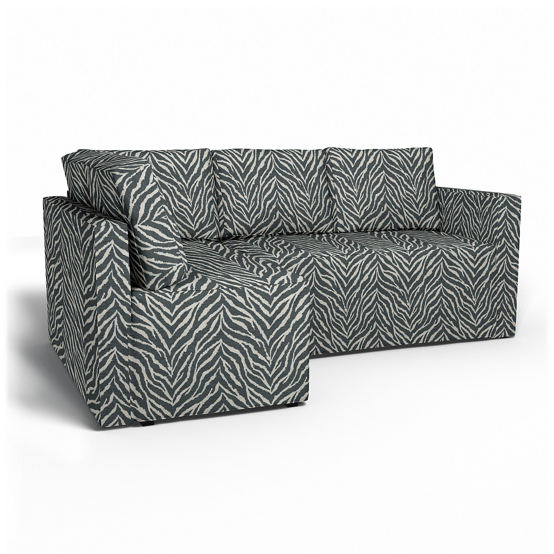 IKEA - Fågelbo Sofa Bed with Left Chaise Cover, Black/White, BEMZ NATURE'S PALETTE COLLECTION - Bemz