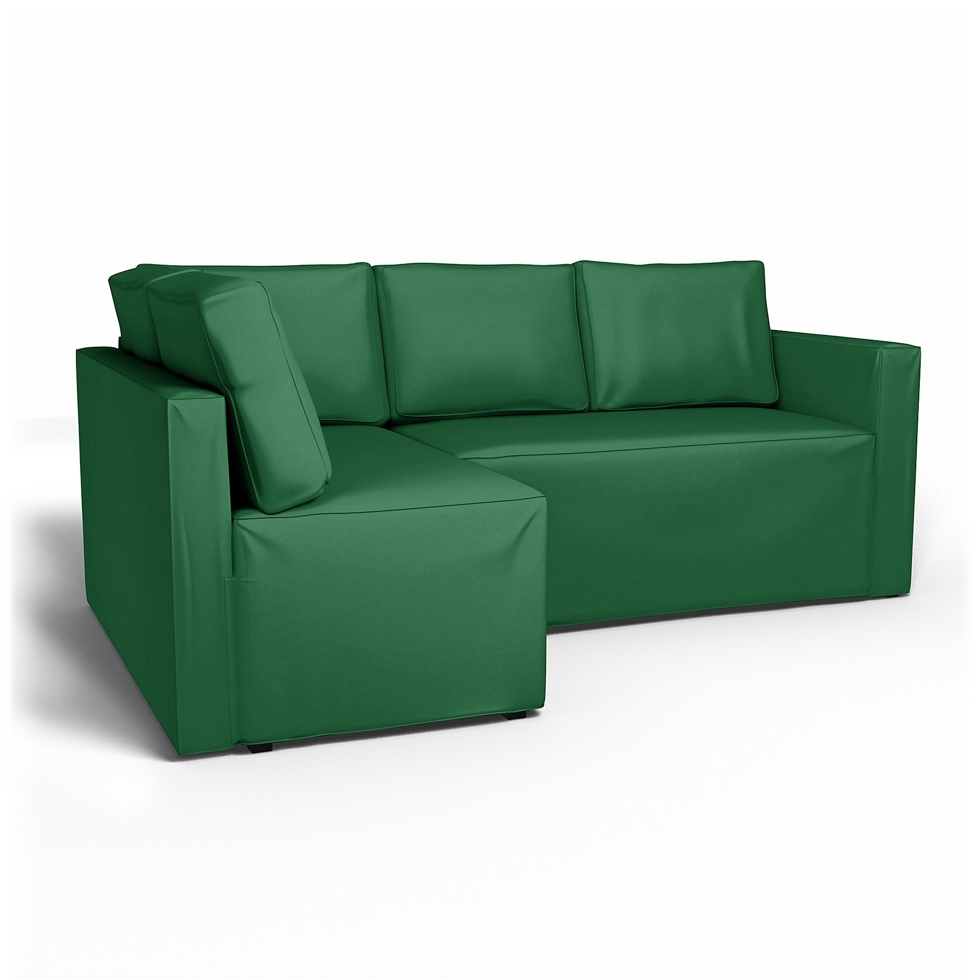 IKEA - Fagelbo Sofa Bed with Left Chaise Cover, Abundant Green, Velvet - Bemz