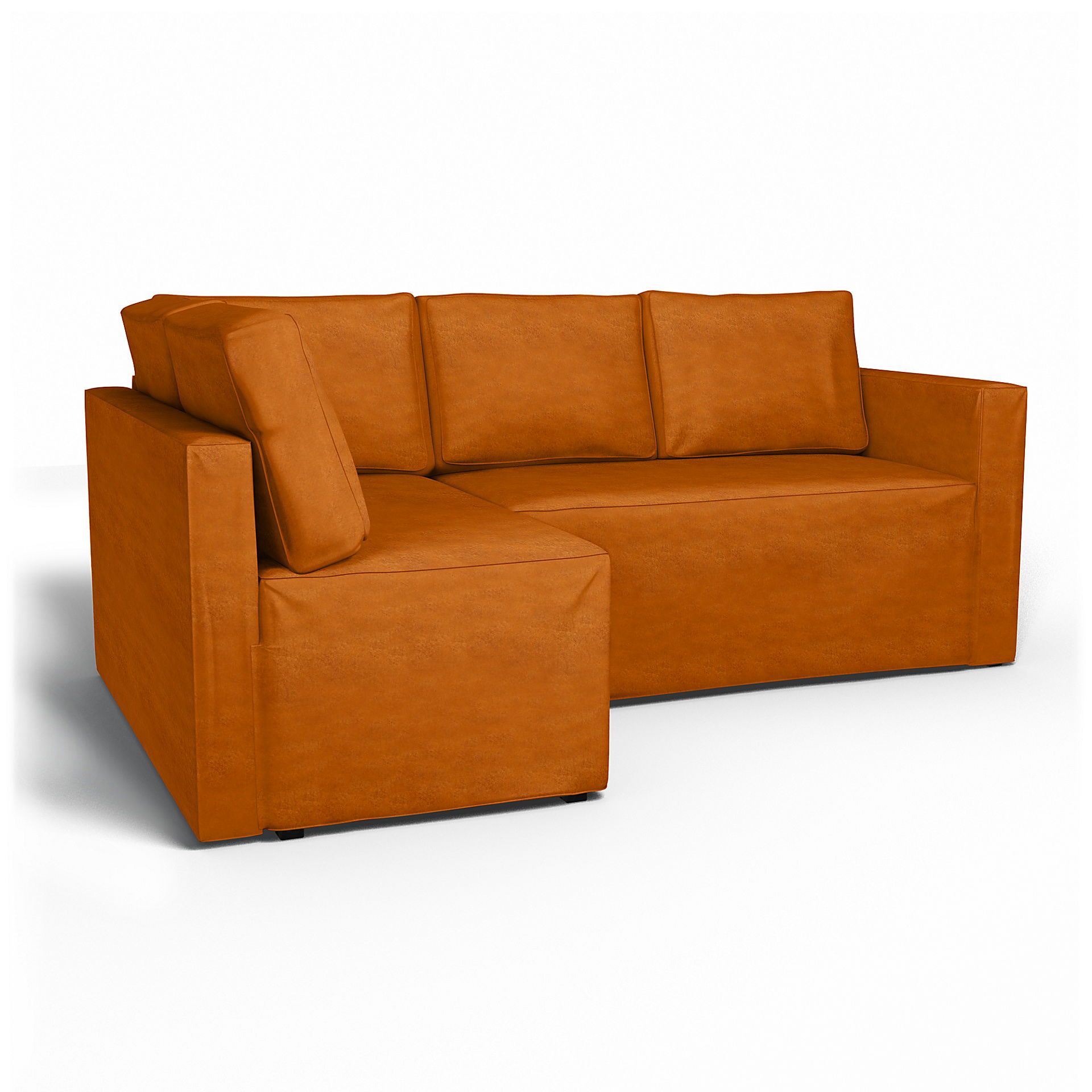 IKEA - Fågelbo Sofa Bed with Left Chaise Cover, Cognac, Velvet - Bemz