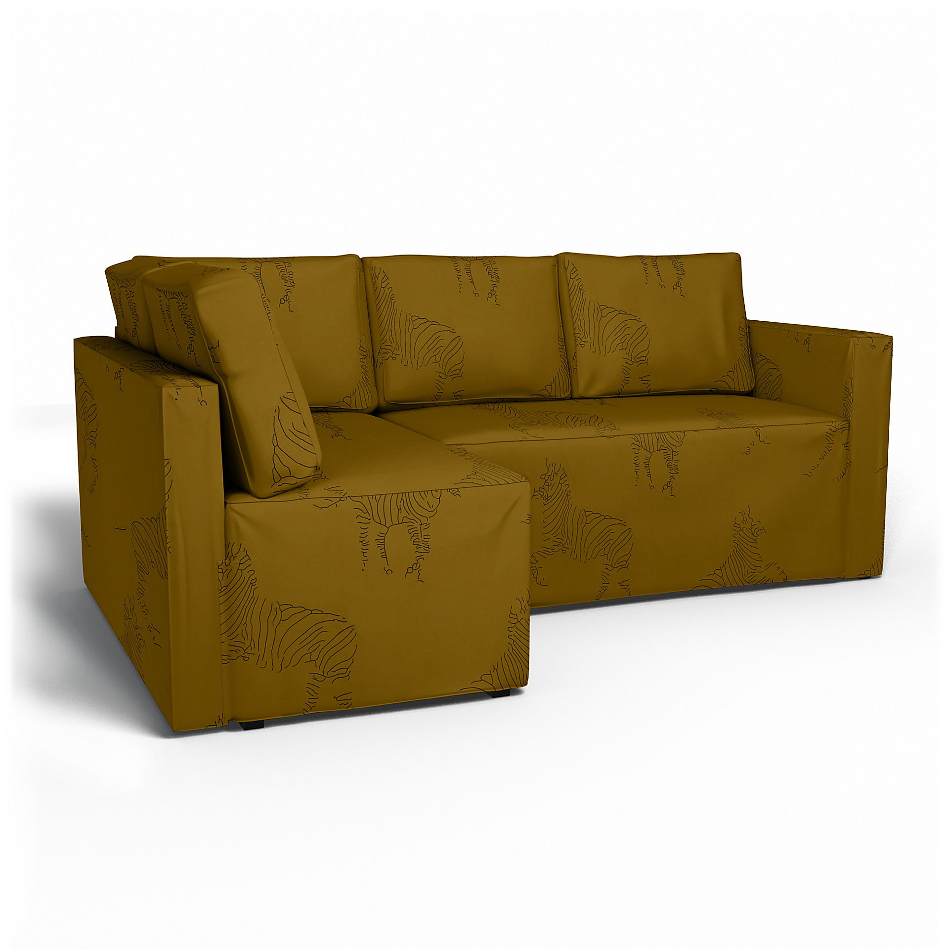 IKEA - Fågelbo Sofa Bed with Left Chaise Cover, Turmeric / Zebra, BEMZ NATURE'S PALETTE COLLECTION - Bemz