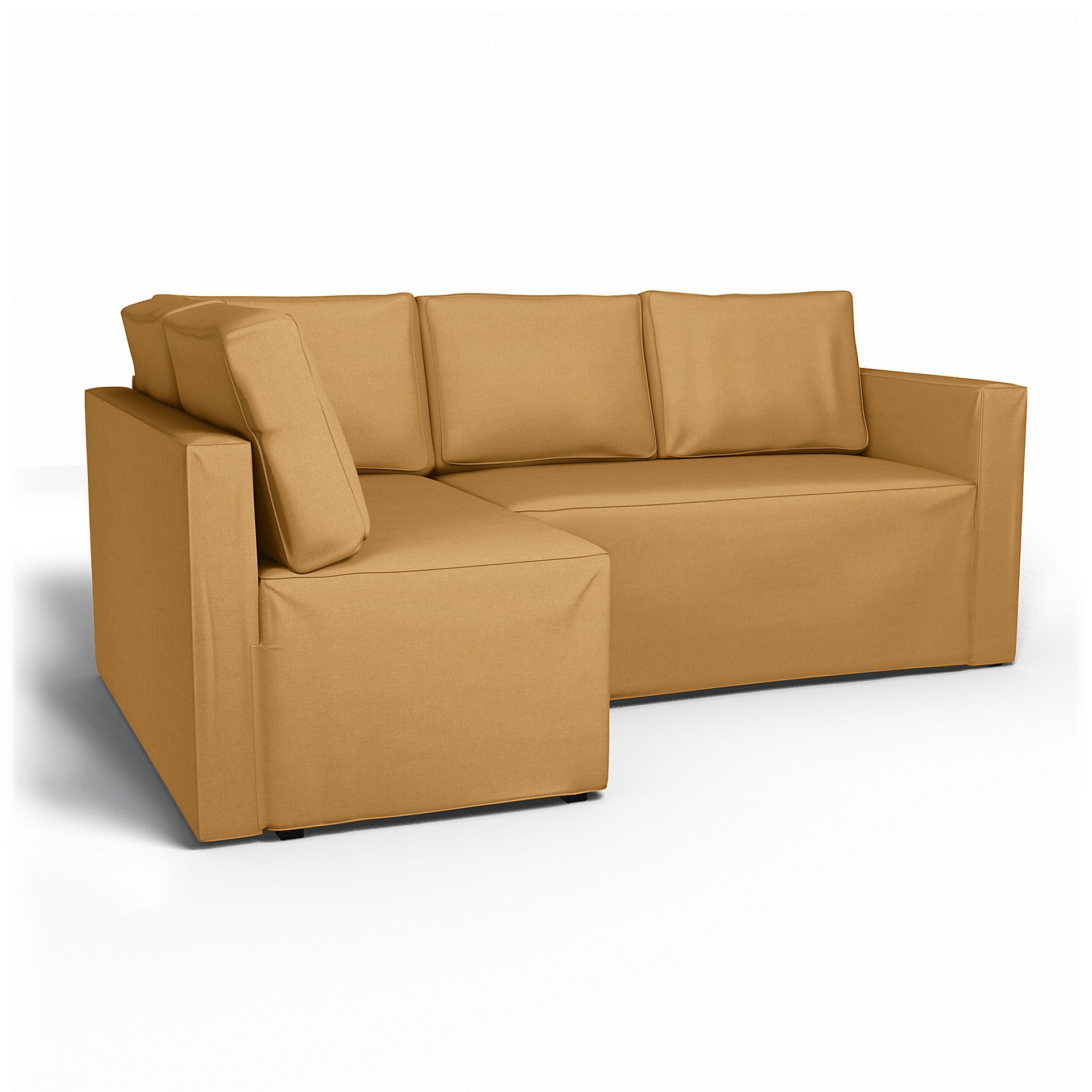 IKEA - Fågelbo Sofa Bed with Left Chaise Cover, Mustard, Linen - Bemz