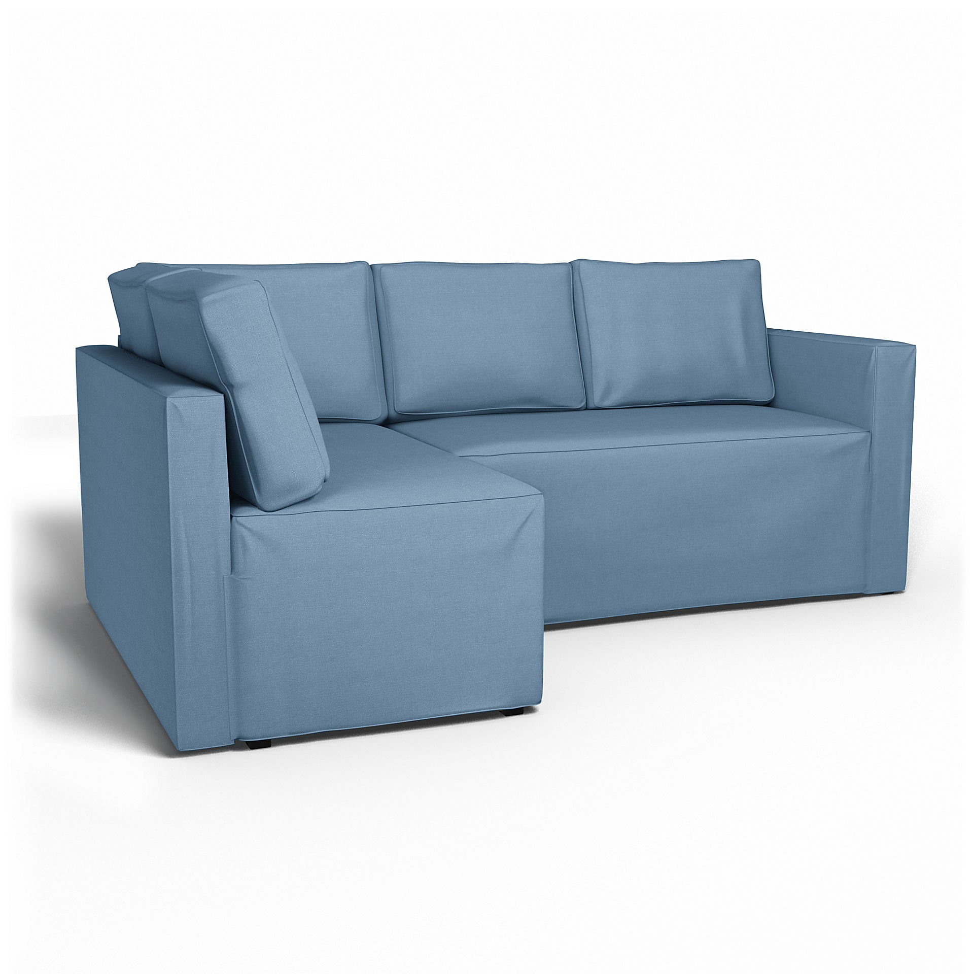 IKEA - Fågelbo Sofa Bed with Left Chaise Cover, Vintage Blue, Linen - Bemz