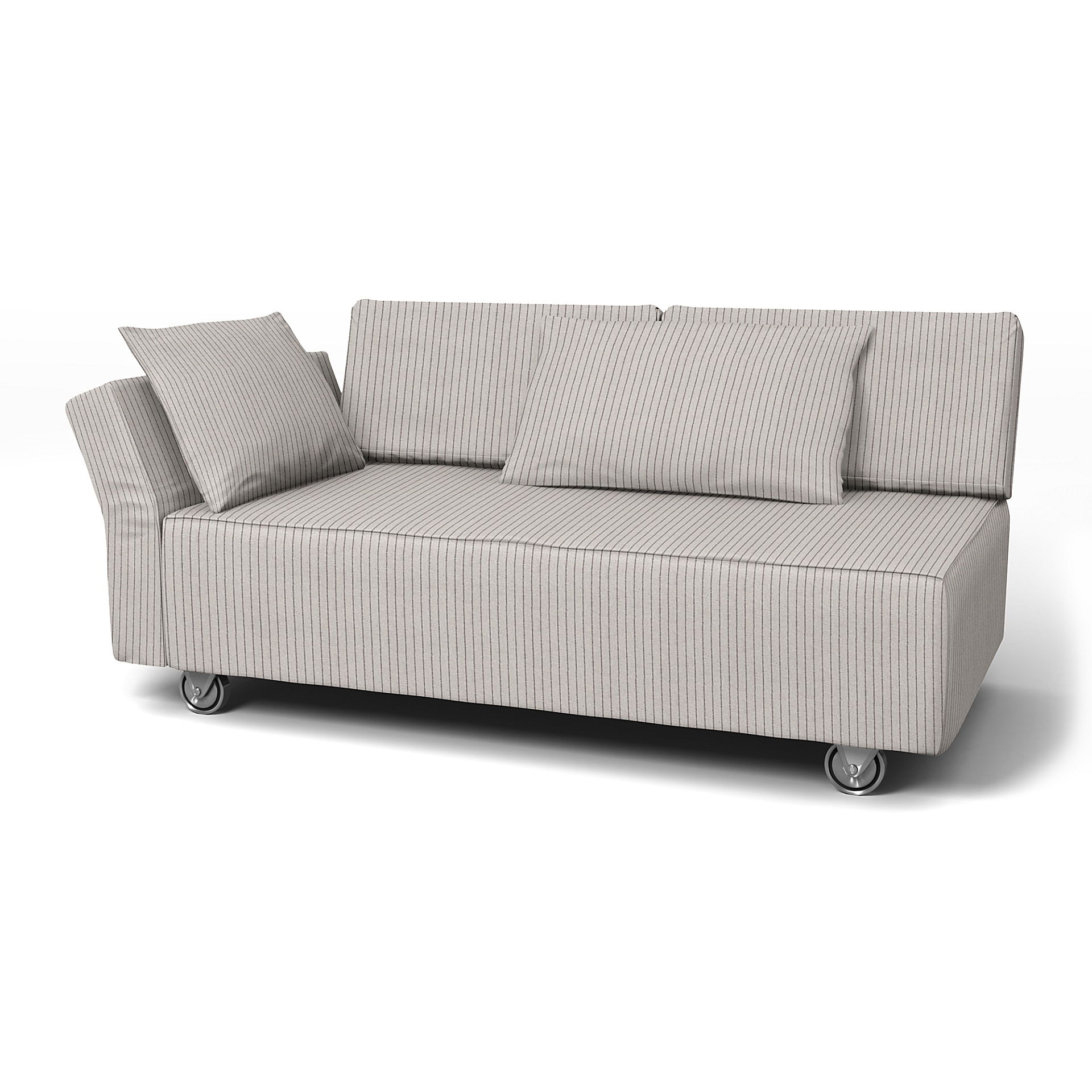 IKEA - Housse de canapé 2 places Falstebro, accoudoir à gauche, Silver Grey, Conscious - Bemz