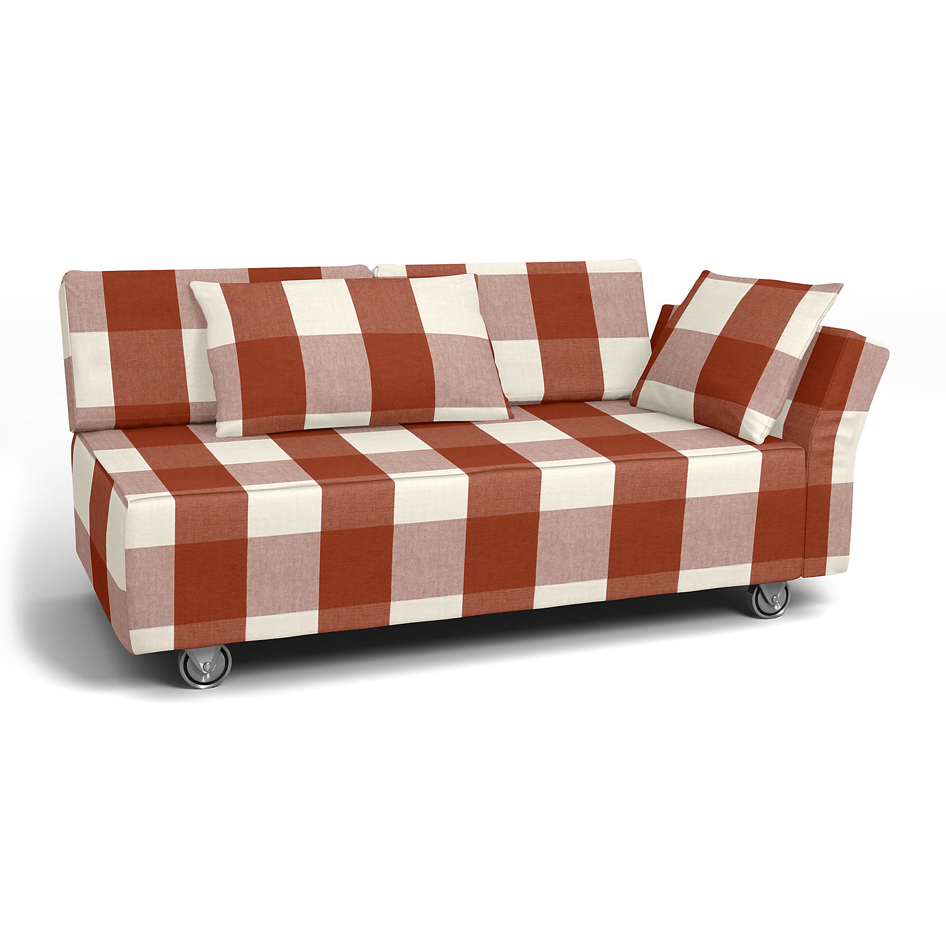 IKEA - Överdrag till Falsterbo 2-sitssoffa med höger armstöd, Terracotta, Linne - Bemz