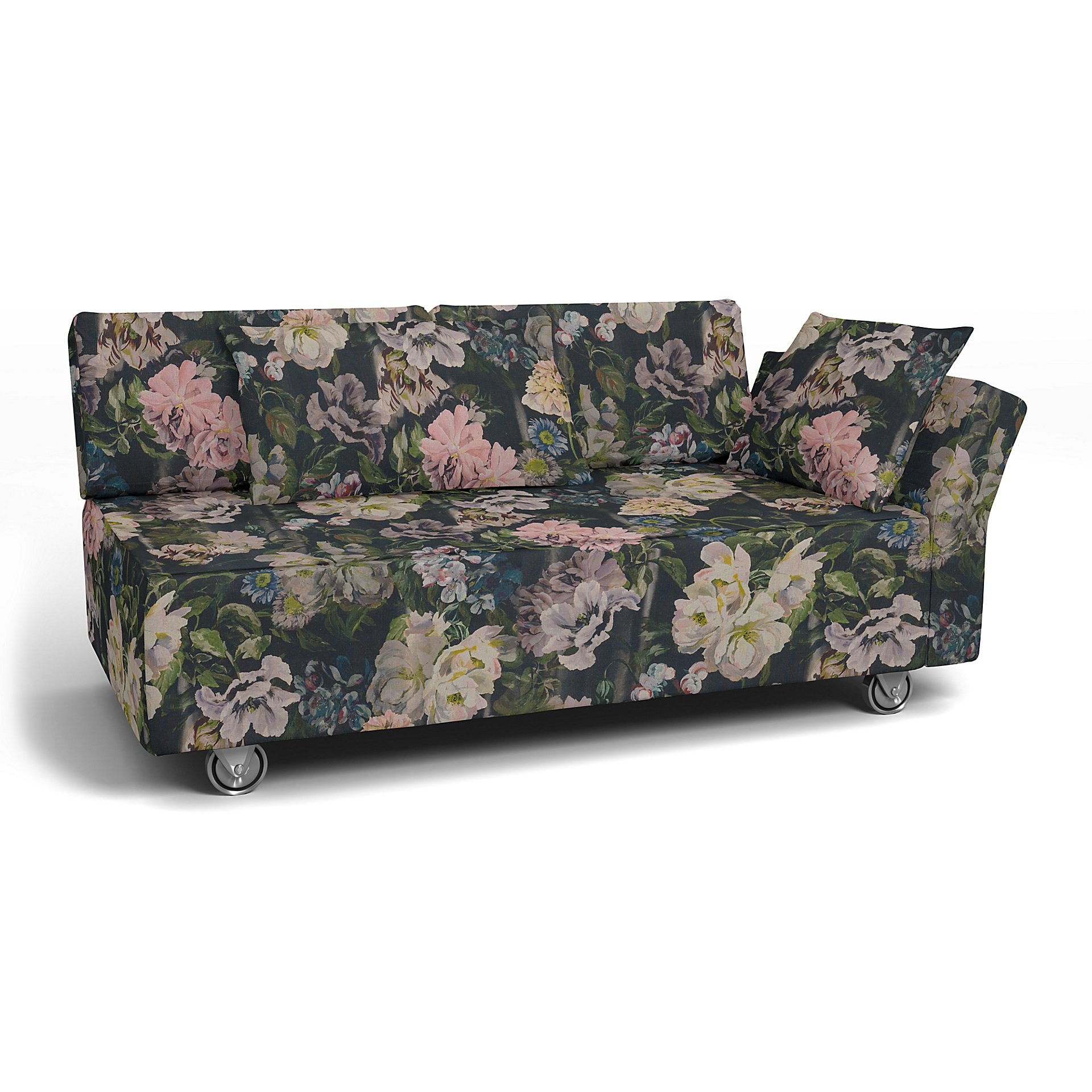 IKEA - Falsterbo 2 Seat Sofa with Right Arm Cover, Delft Flower - Graphite, Linen - Bemz