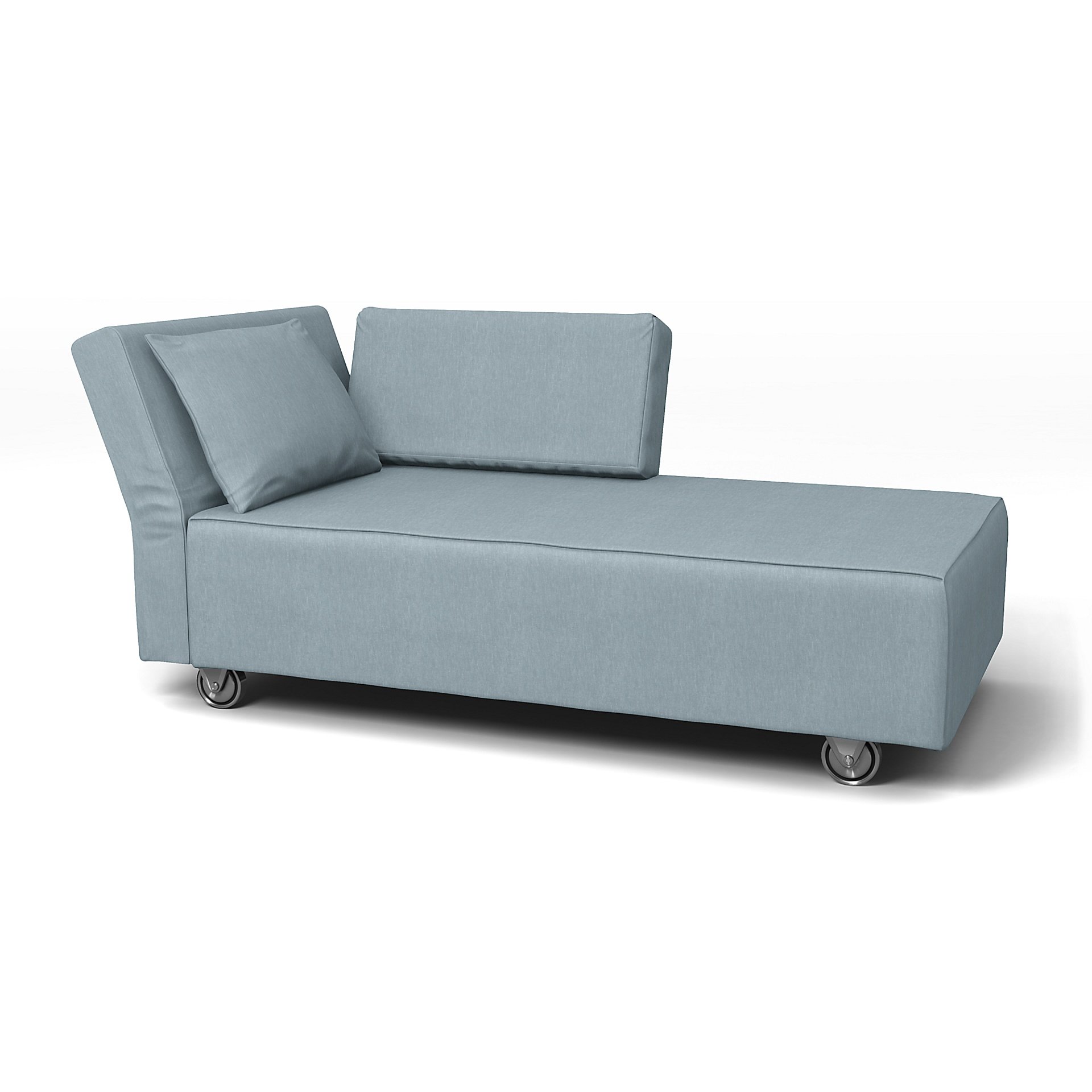 IKEA - Falsterbo Chaise with Left Armrest Cover, Dusty Blue, Linen - Bemz