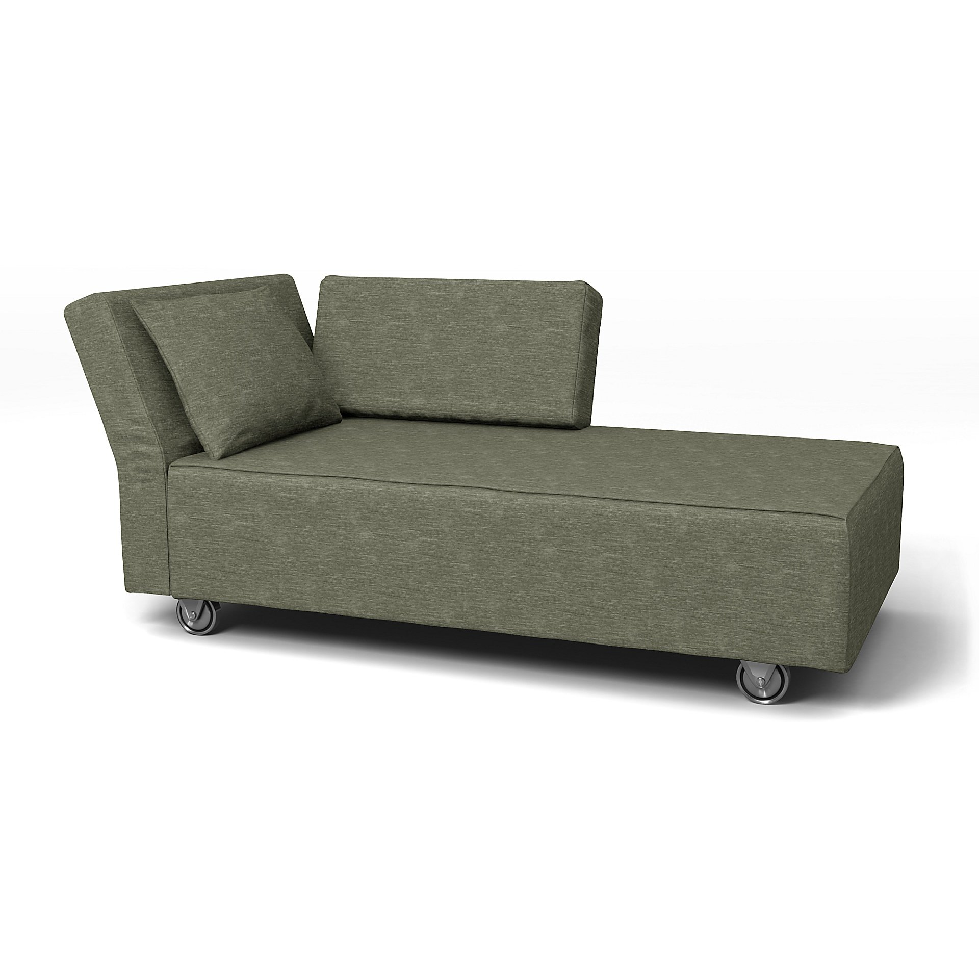 IKEA - Falsterbo Chaise with Left Armrest Cover, Green Grey, Velvet - Bemz