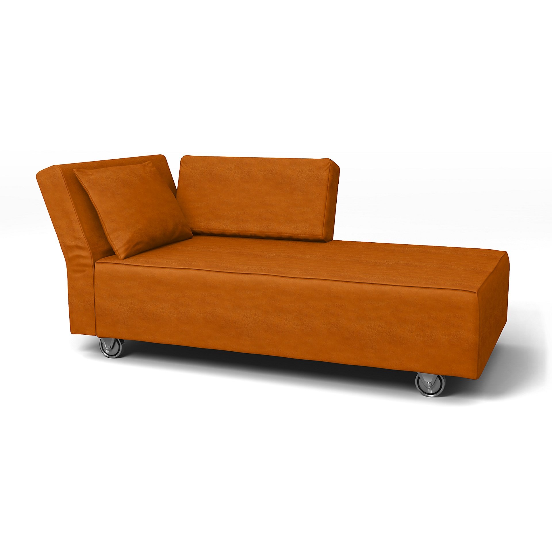 IKEA - Falsterbo Chaise with Left Armrest Cover, Cognac, Velvet - Bemz