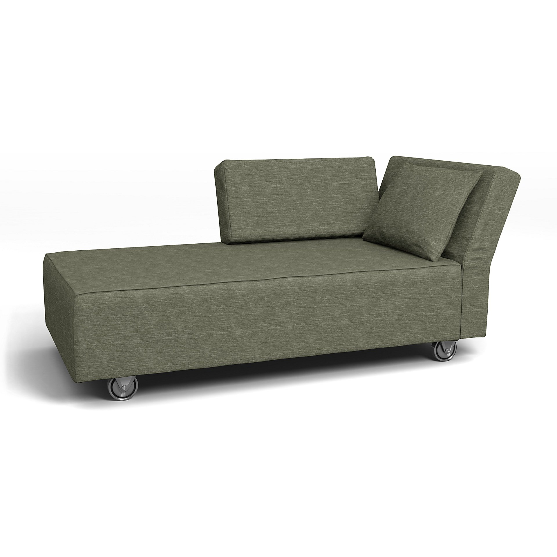 IKEA - Falsterbo Chaise with Right Armrest Cover, Green Grey, Velvet - Bemz