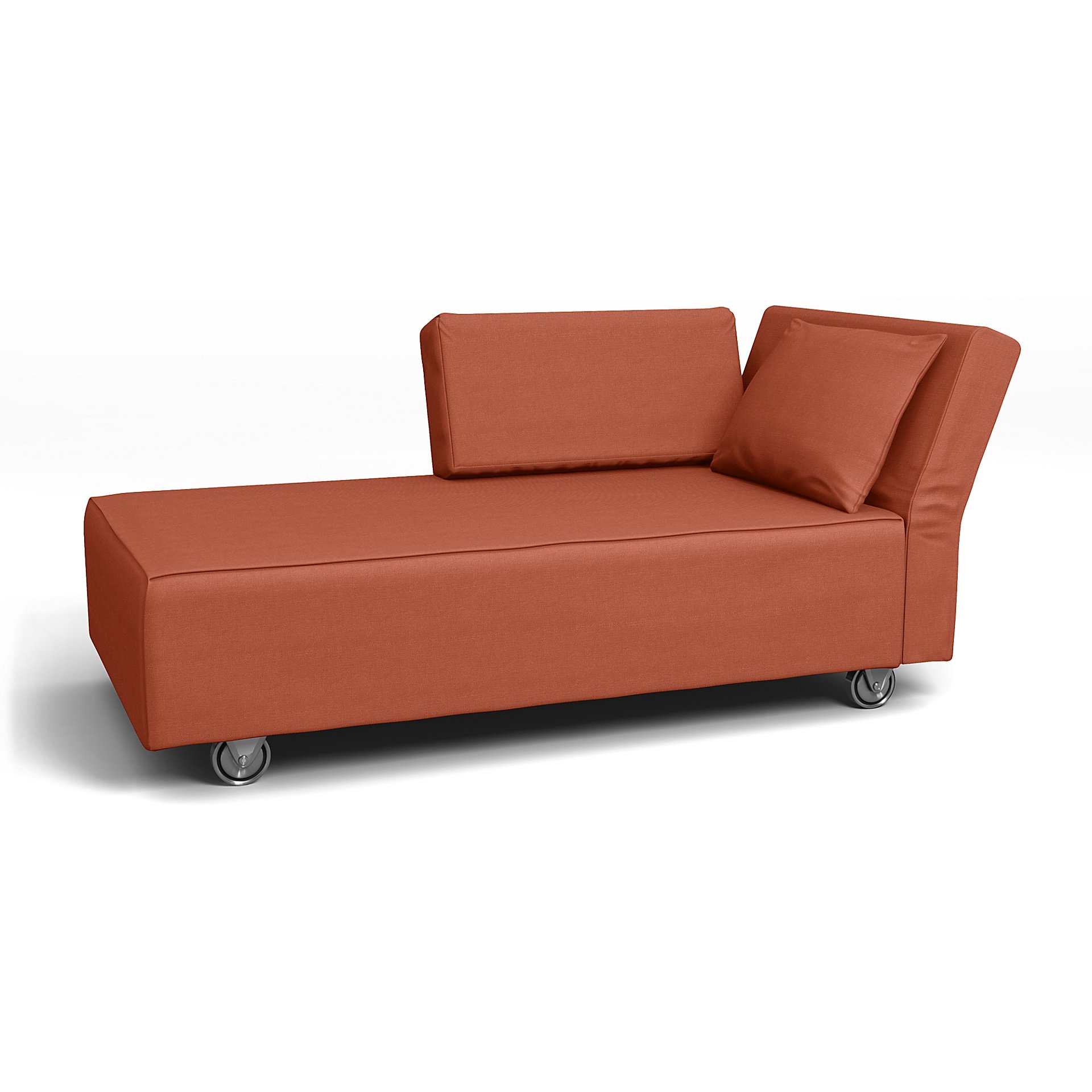 IKEA - Falsterbo Chaise with Right Armrest Cover, Burnt Orange, Linen - Bemz