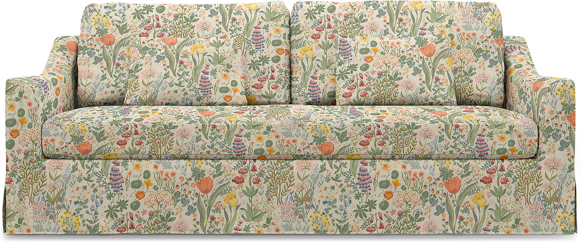 IKEA - Färlöv 3 Seater Sofa Cover, Blomsterhav Light, BEMZ x BORÅSTAPETER COLLECTION - Bemz