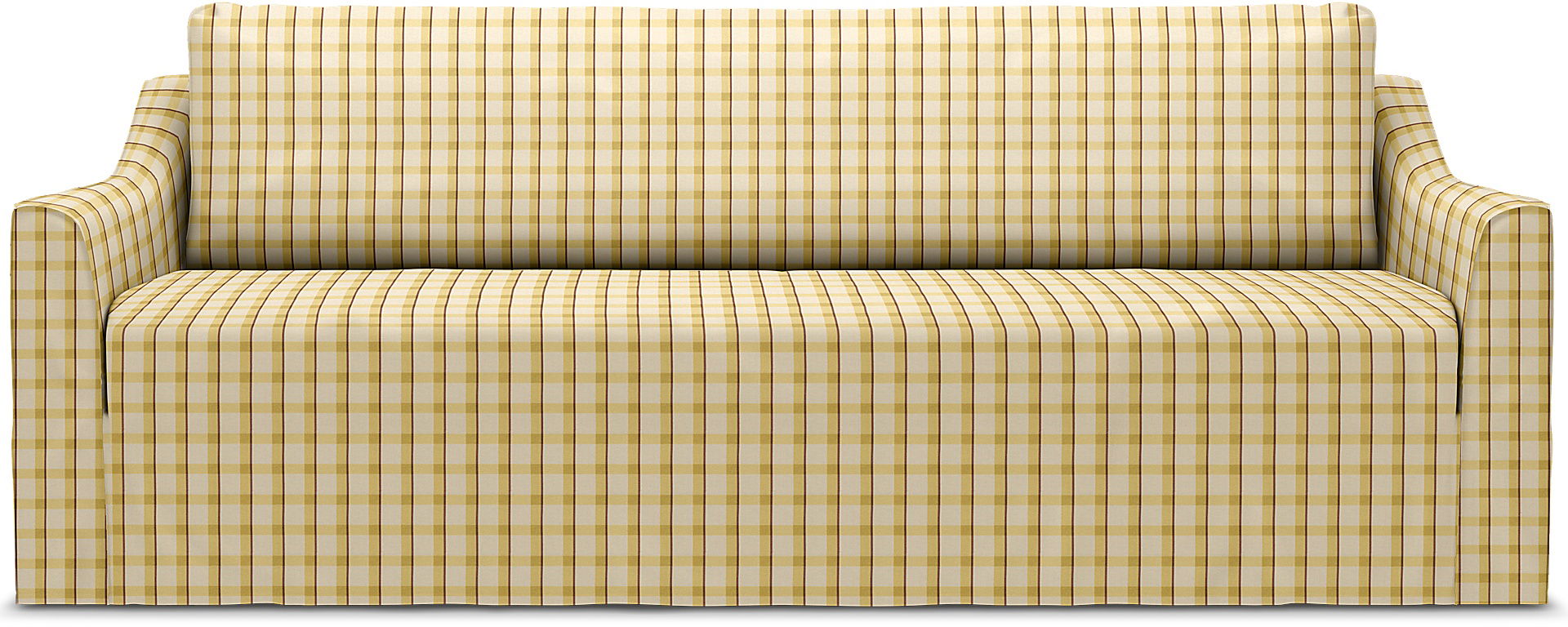 IKEA - Färlöv 3 Seater Sofa Cover, Picnic Check Sun Yellow, Linen - Bemz