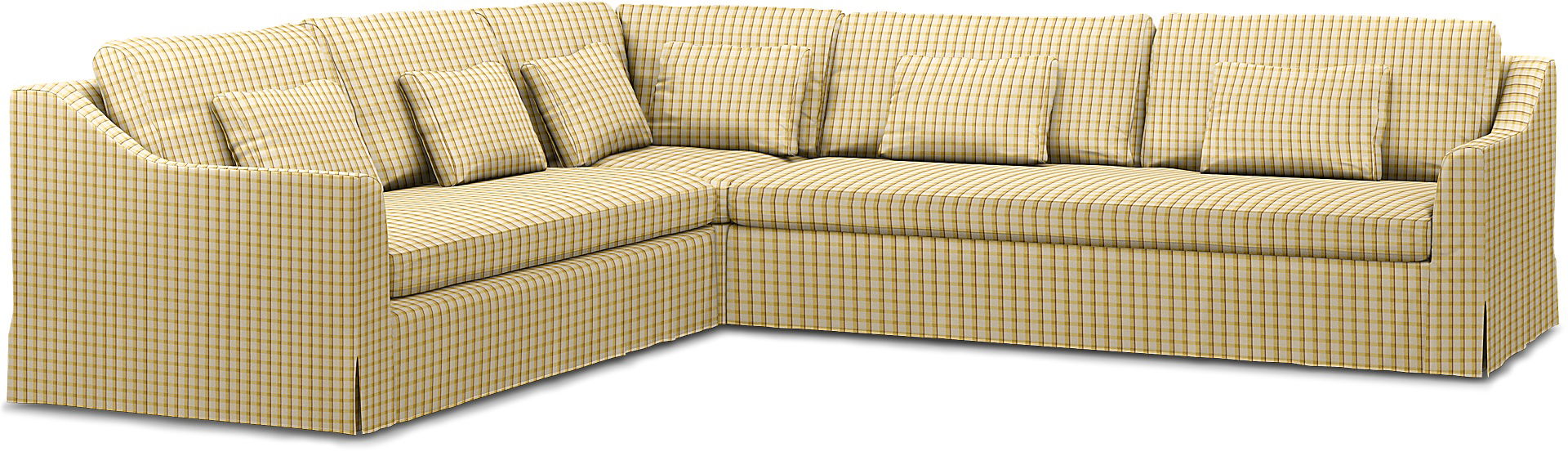 IKEA - FÄRLÖV CORNER SOFA COVER (2+3), Picnic Check Sun Yellow, Linen - Bemz