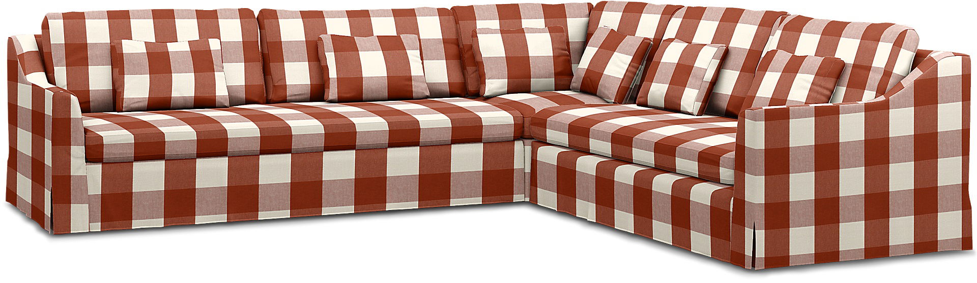 IKEA - FÄRLÖV CORNER SOFA COVER (3+2), Terracotta, Linen - Bemz