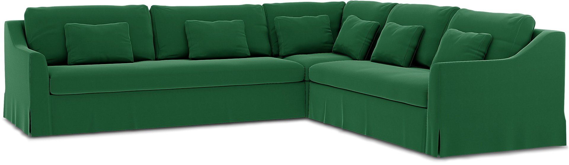 IKEA - FARLOV CORNER SOFA COVER (3+2), Abundant Green, Velvet - Bemz