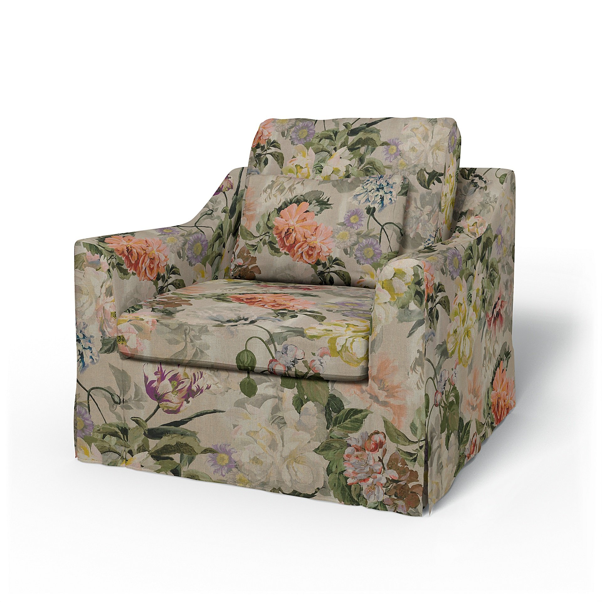 IKEA - Farlov Armchair Cover, Delft Flower - Tuberose, Linen - Bemz