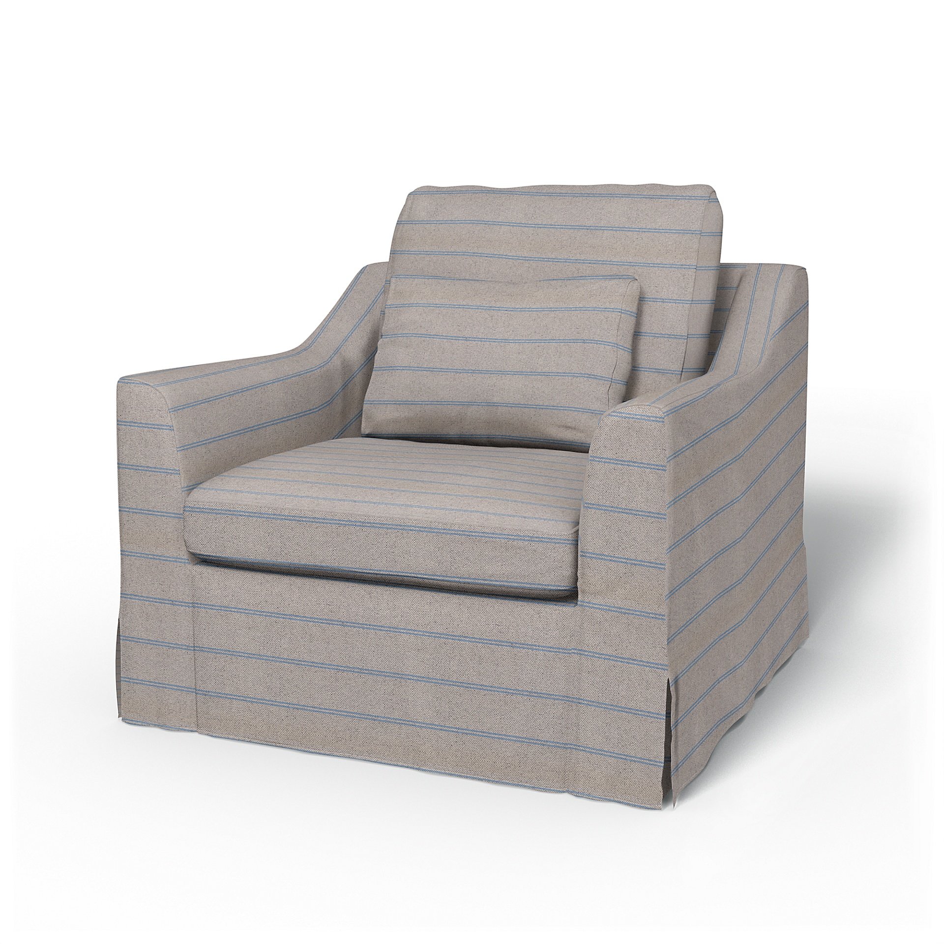 IKEA - Farlov Armchair Cover, Blue Stripe, Cotton - Bemz