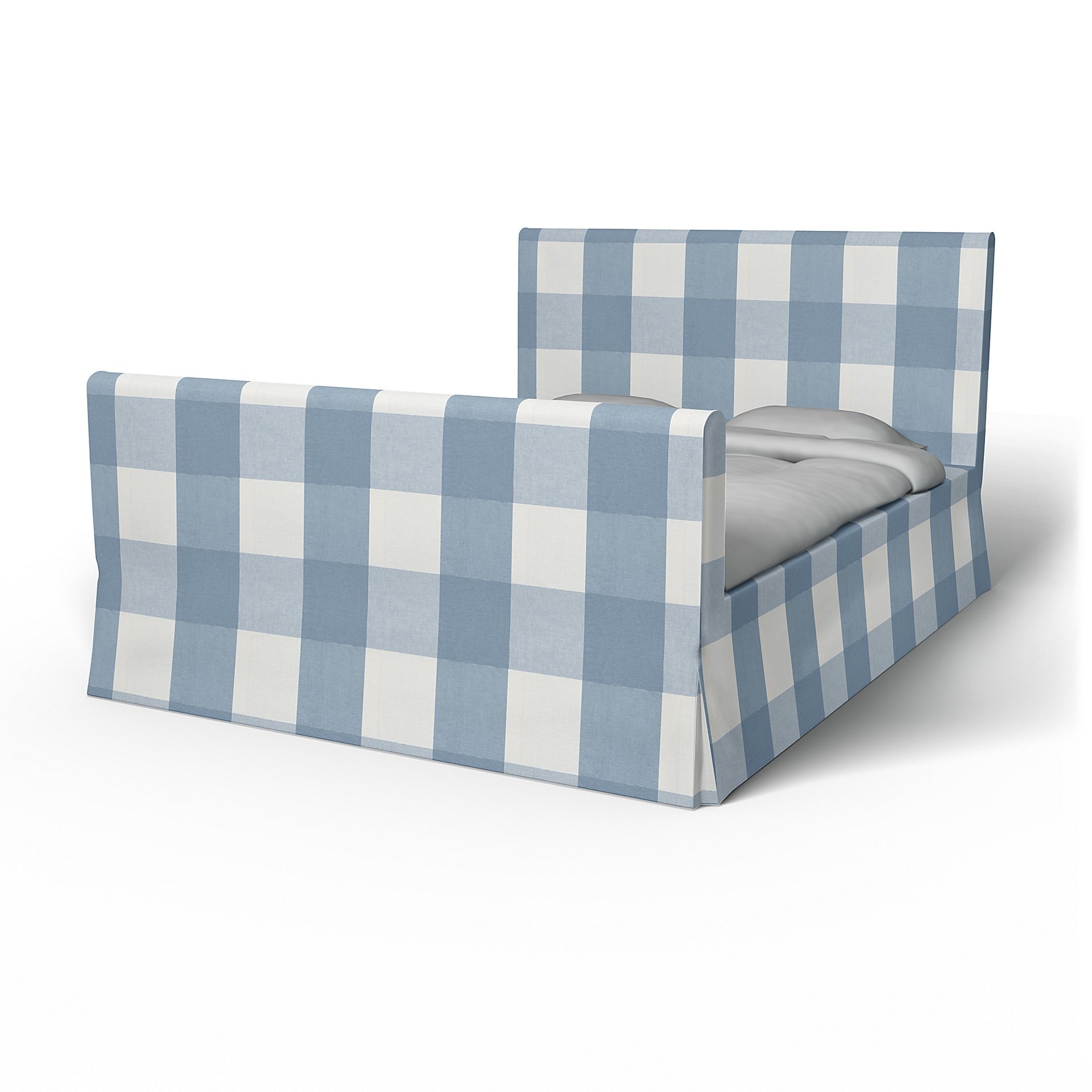 IKEA - Floro Bed Frame Cover, Sky Blue, Linen - Bemz