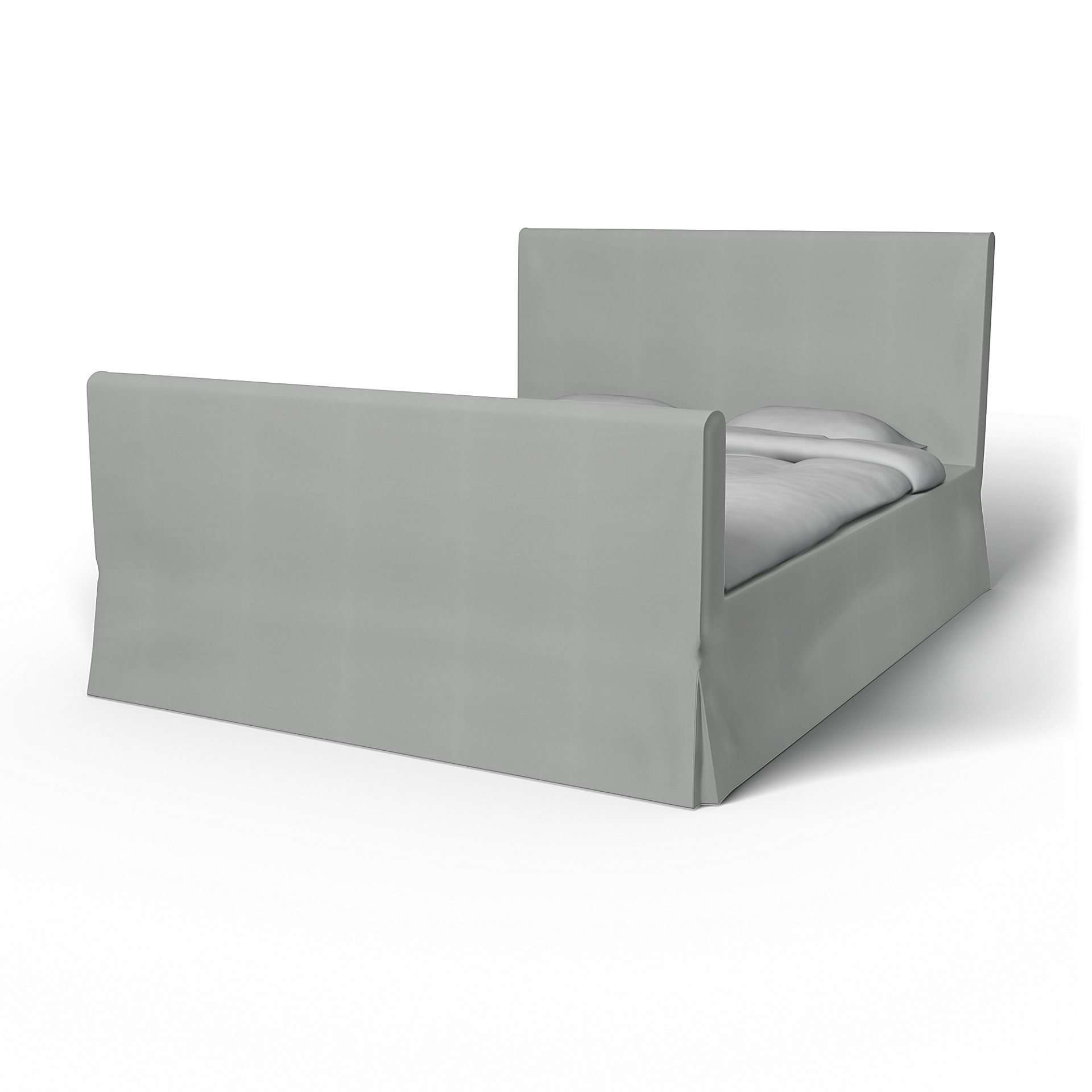 IKEA - Floro Bed Frame Cover, Silver Grey, Cotton - Bemz