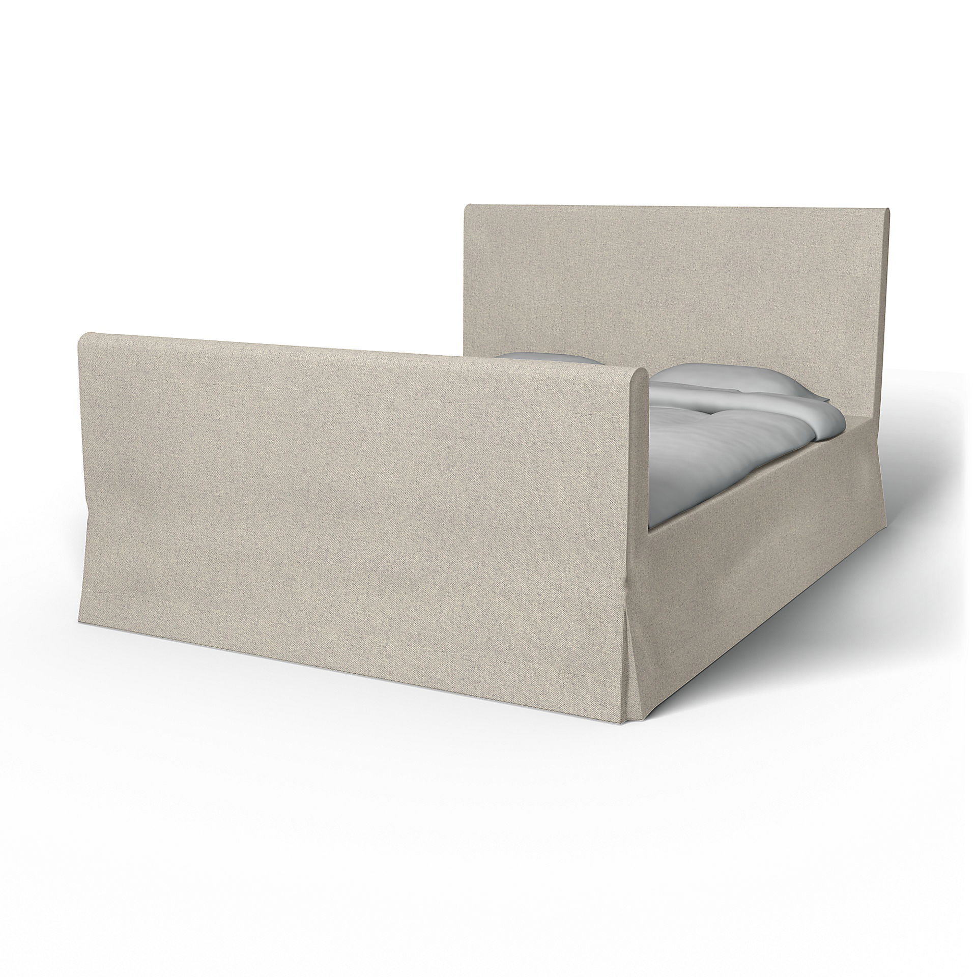 IKEA - Överdrag till Florö sängstomme, Silver Grey, Bomull - Bemz
