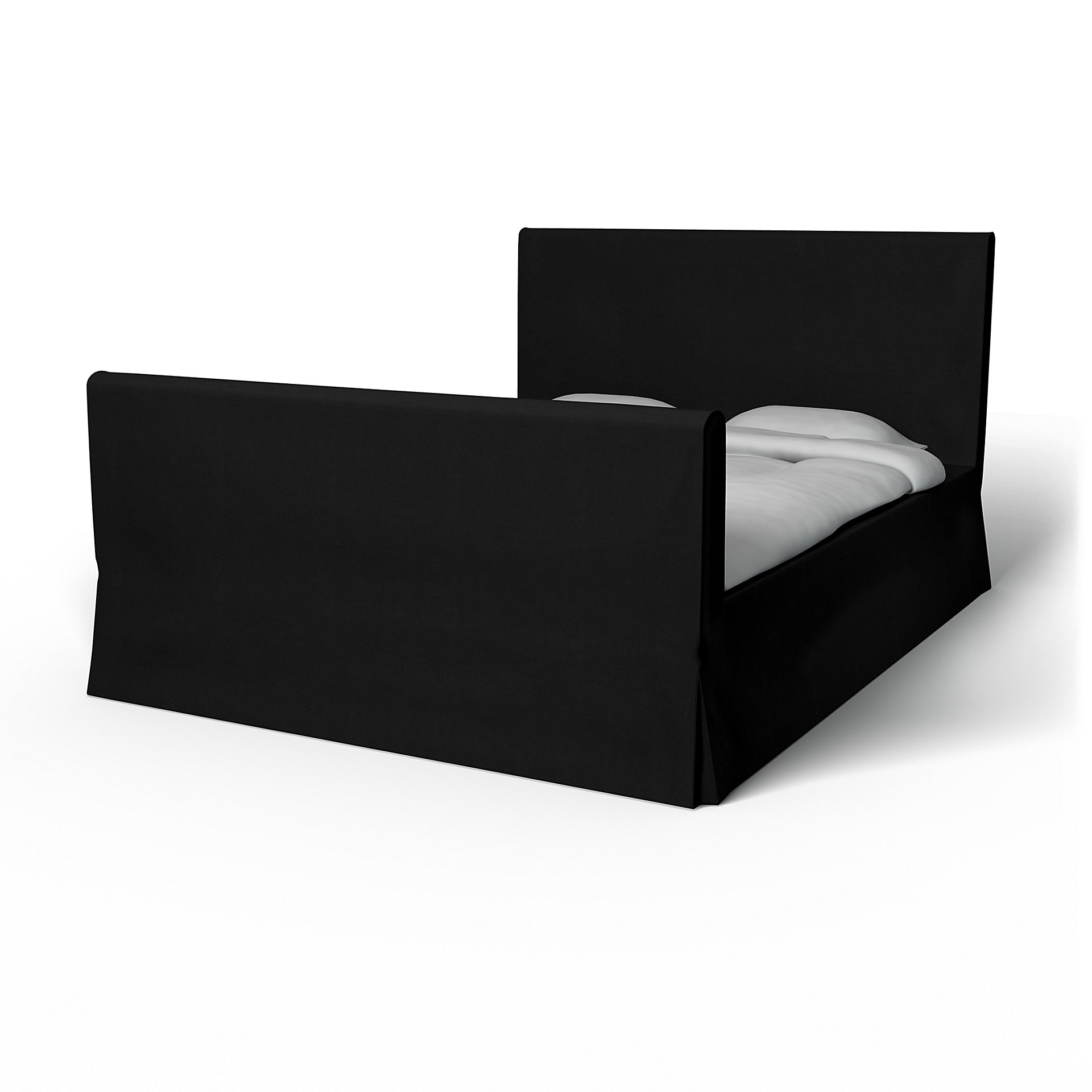 IKEA - Floro Bed Frame Cover, Black, Velvet - Bemz