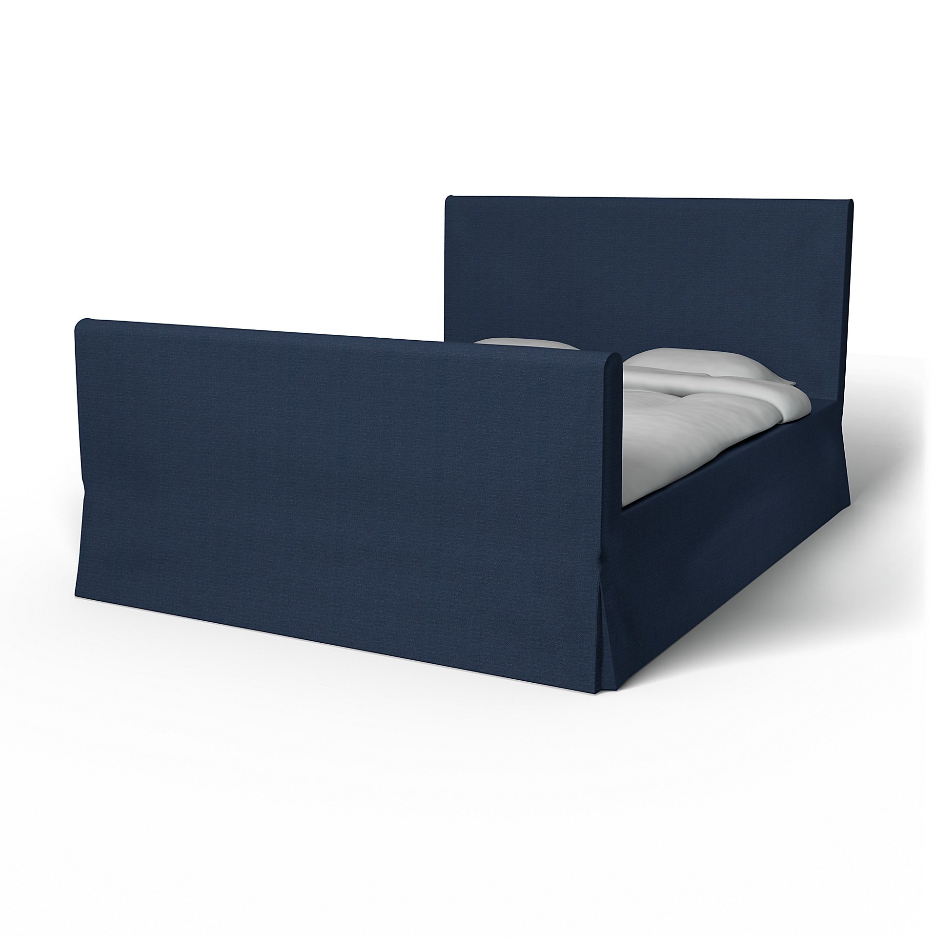 IKEA - Floro Bed Frame Cover, Navy Blue, Linen - Bemz