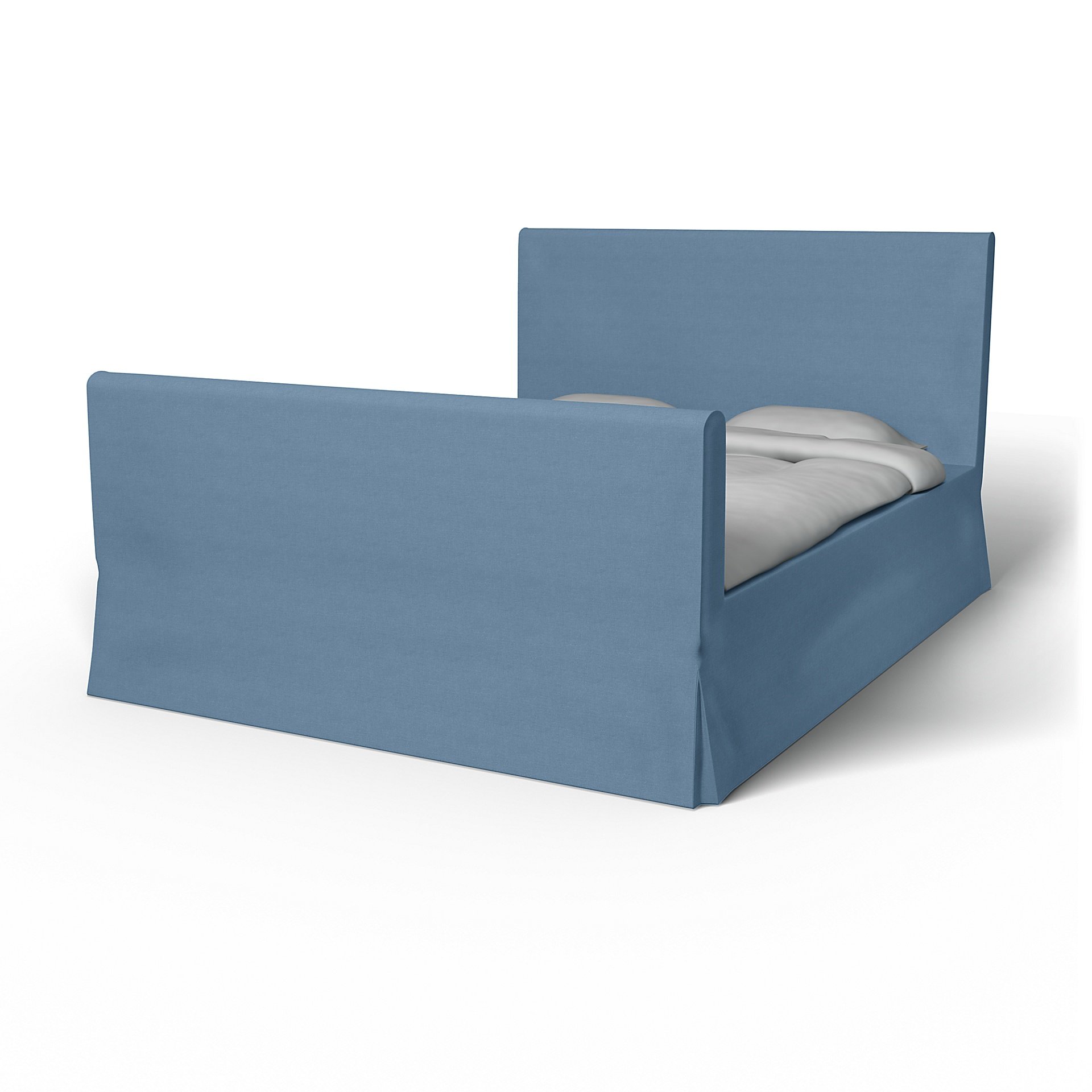 IKEA - Floro Bed Frame Cover, Vintage Blue, Linen - Bemz
