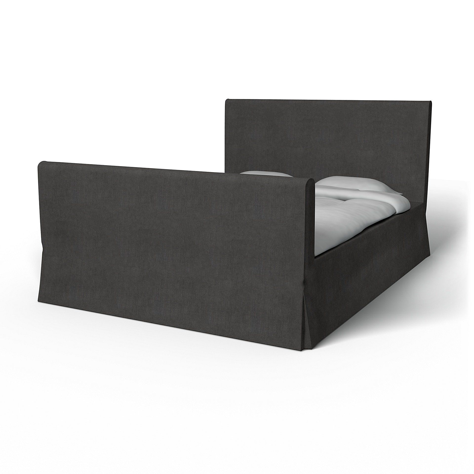IKEA - Floro Bed Frame Cover, Espresso, Linen - Bemz
