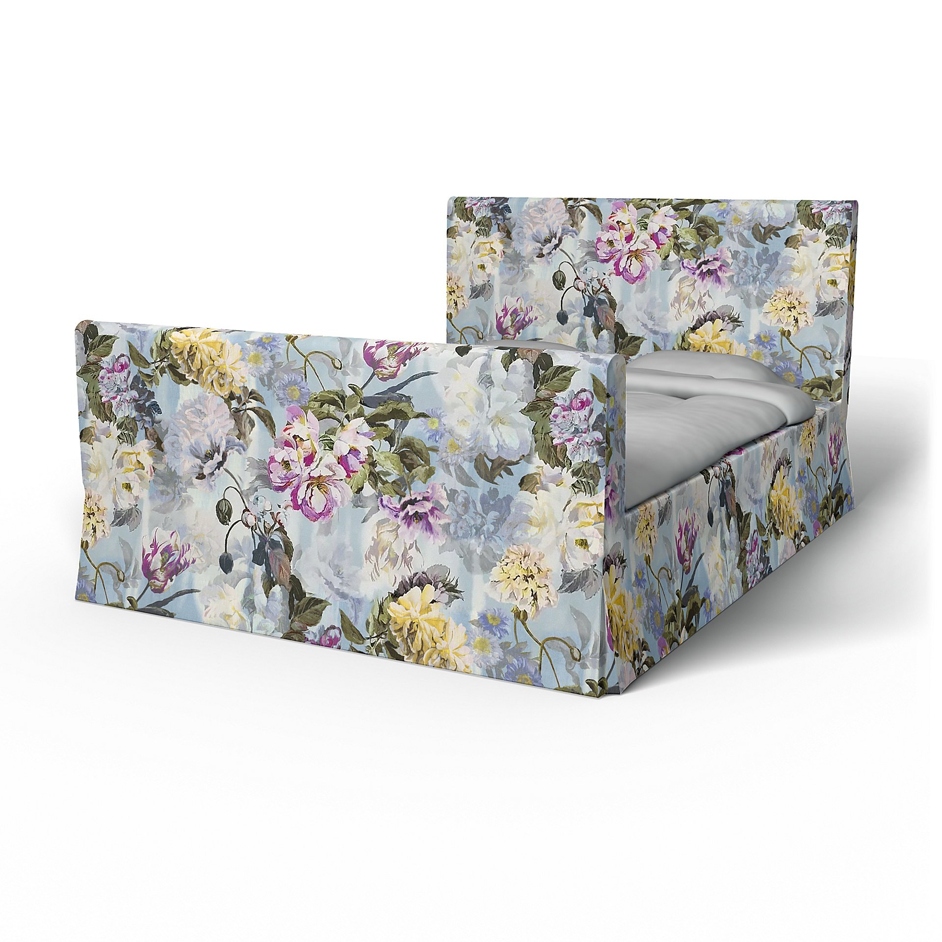 IKEA - Floro Bed Frame Cover, Sky, Linen - Bemz