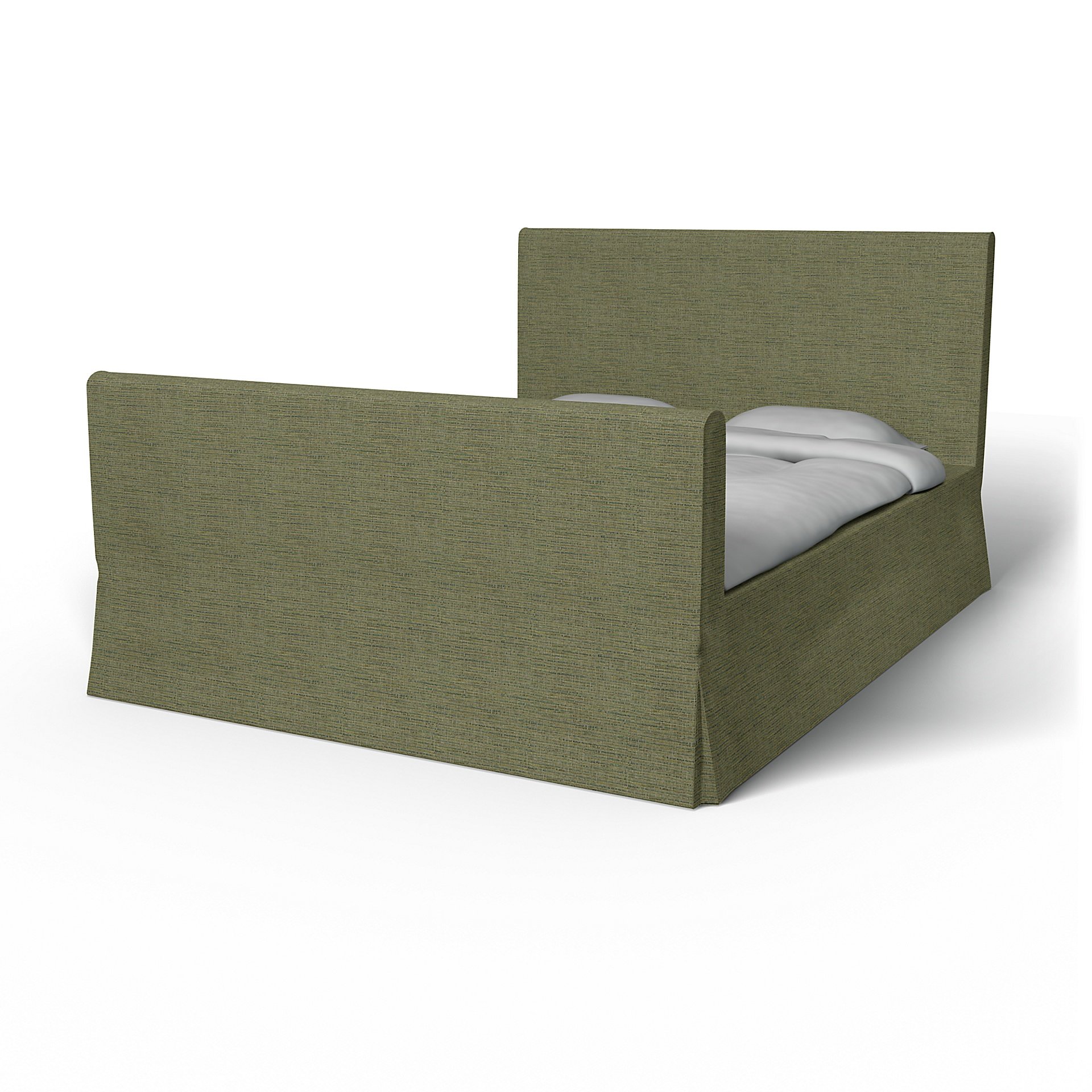 IKEA - Floro Bed Frame Cover, Meadow Green, Boucle & Texture - Bemz