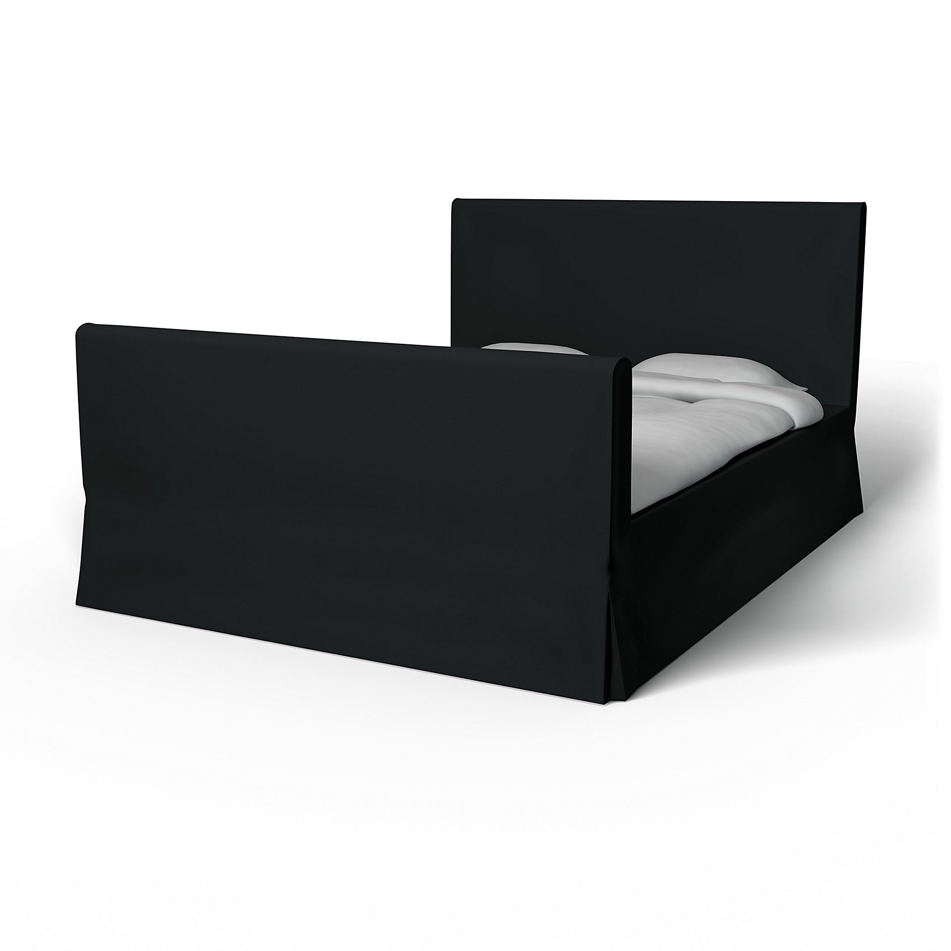 IKEA - Floro Bed Frame Cover, Jet Black, Cotton - Bemz