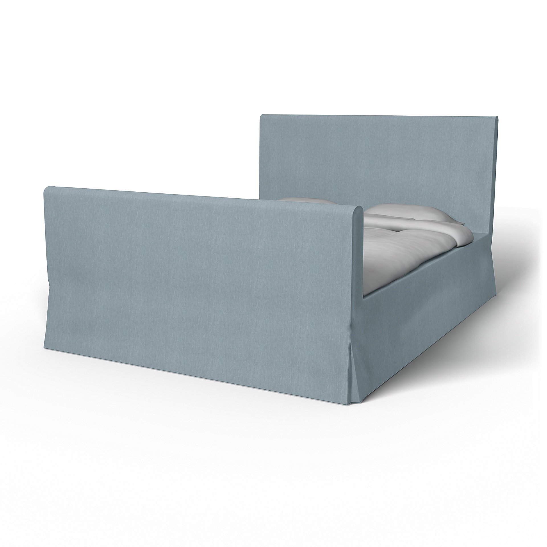 IKEA - Floro Bed Frame Cover, Dusty Blue, Linen - Bemz