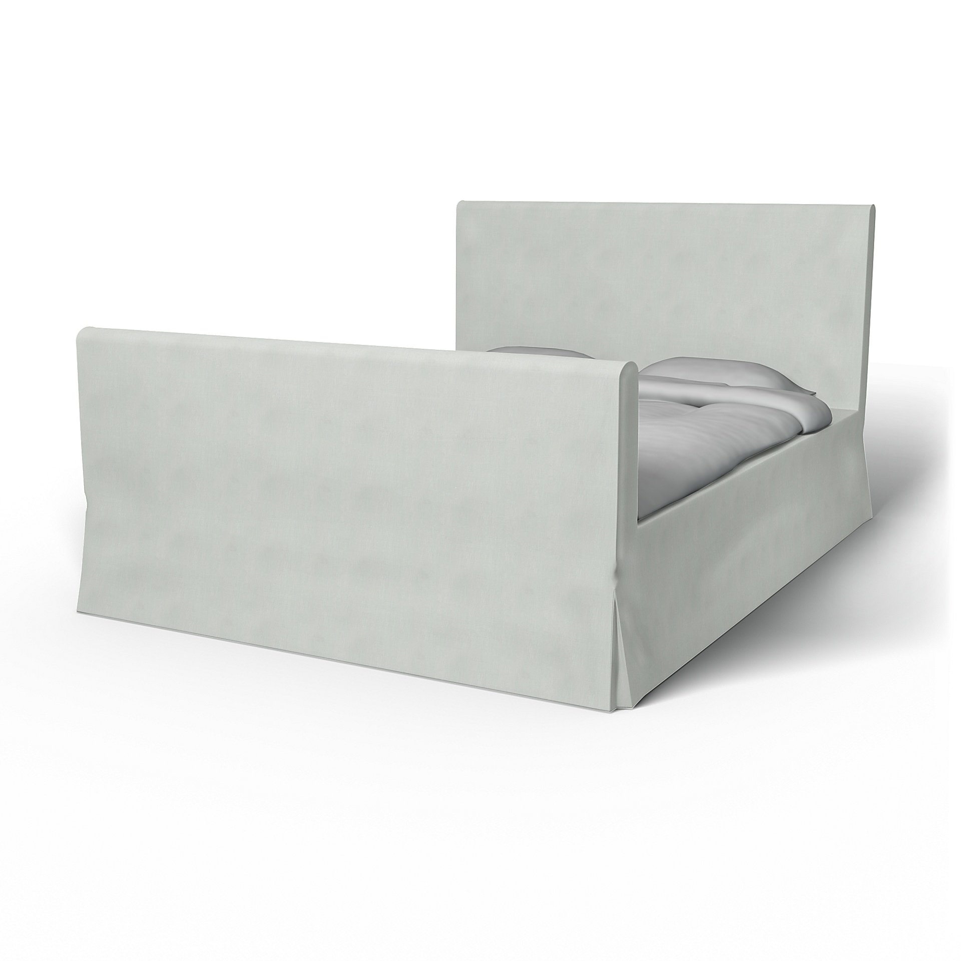 IKEA - Floro Bed Frame Cover, Silver Grey, Linen - Bemz