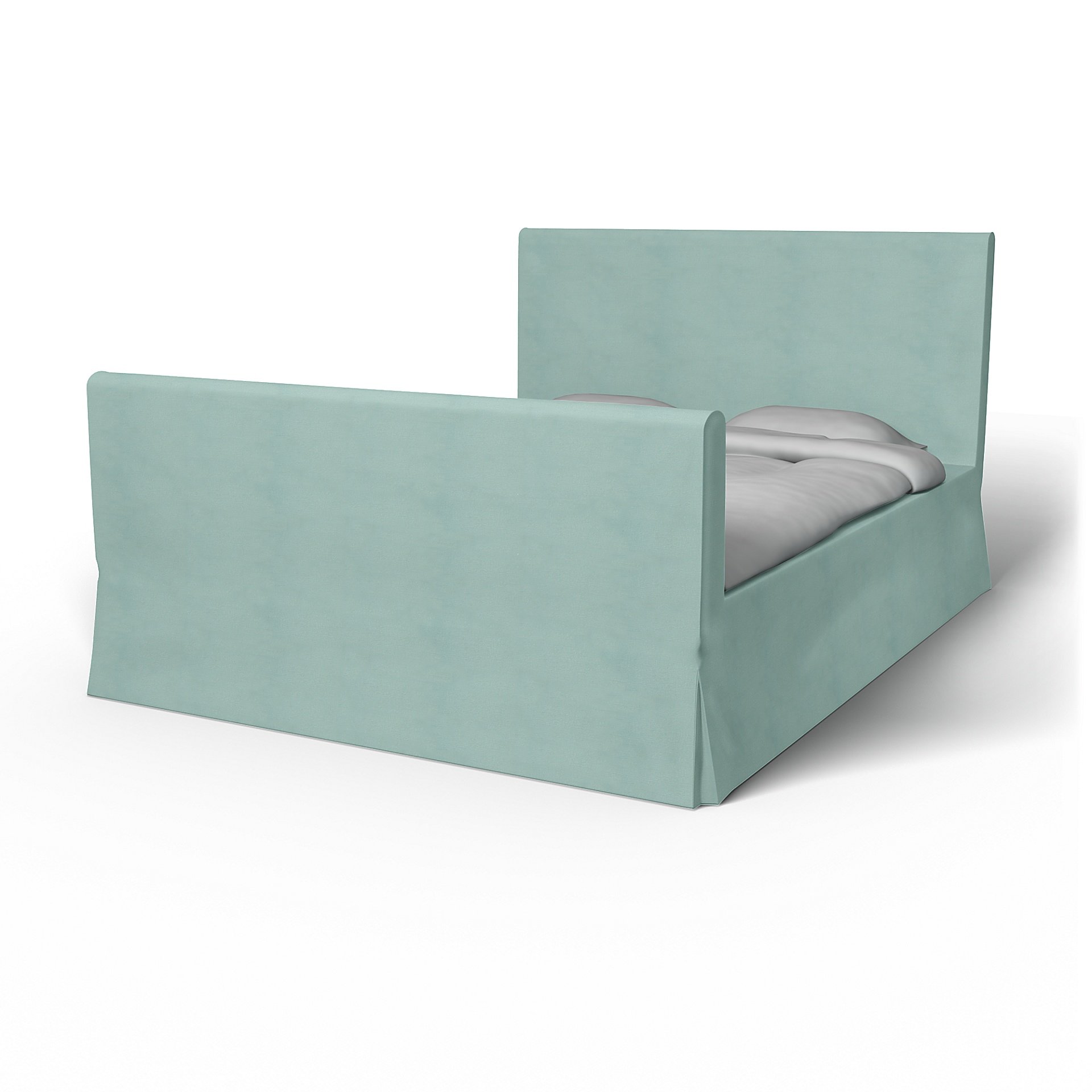 IKEA - Floro Bed Frame Cover, Mineral Blue, Linen - Bemz