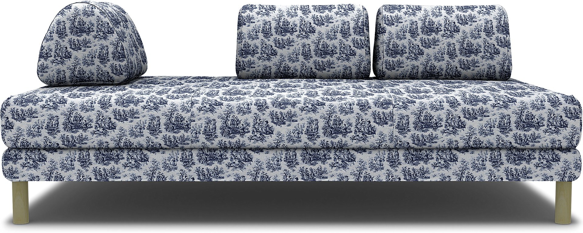 IKEA - Flottebo sofa bed cover 120 cm, Dark Blue, Boucle & Texture - Bemz