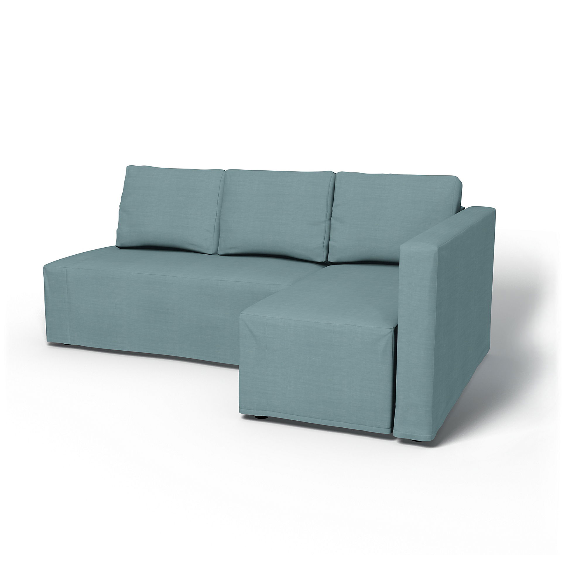 IKEA - Friheten Sofa Bed with Right Chaise Cover, Dusty Blue, Linen - Bemz
