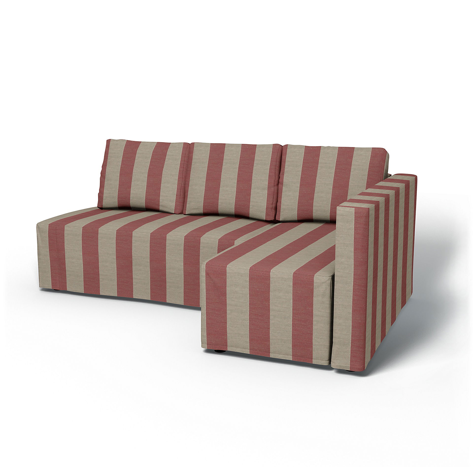 IKEA - Friheten Sofa Bed with Right Chaise Cover, Soft Red, Linen - Bemz