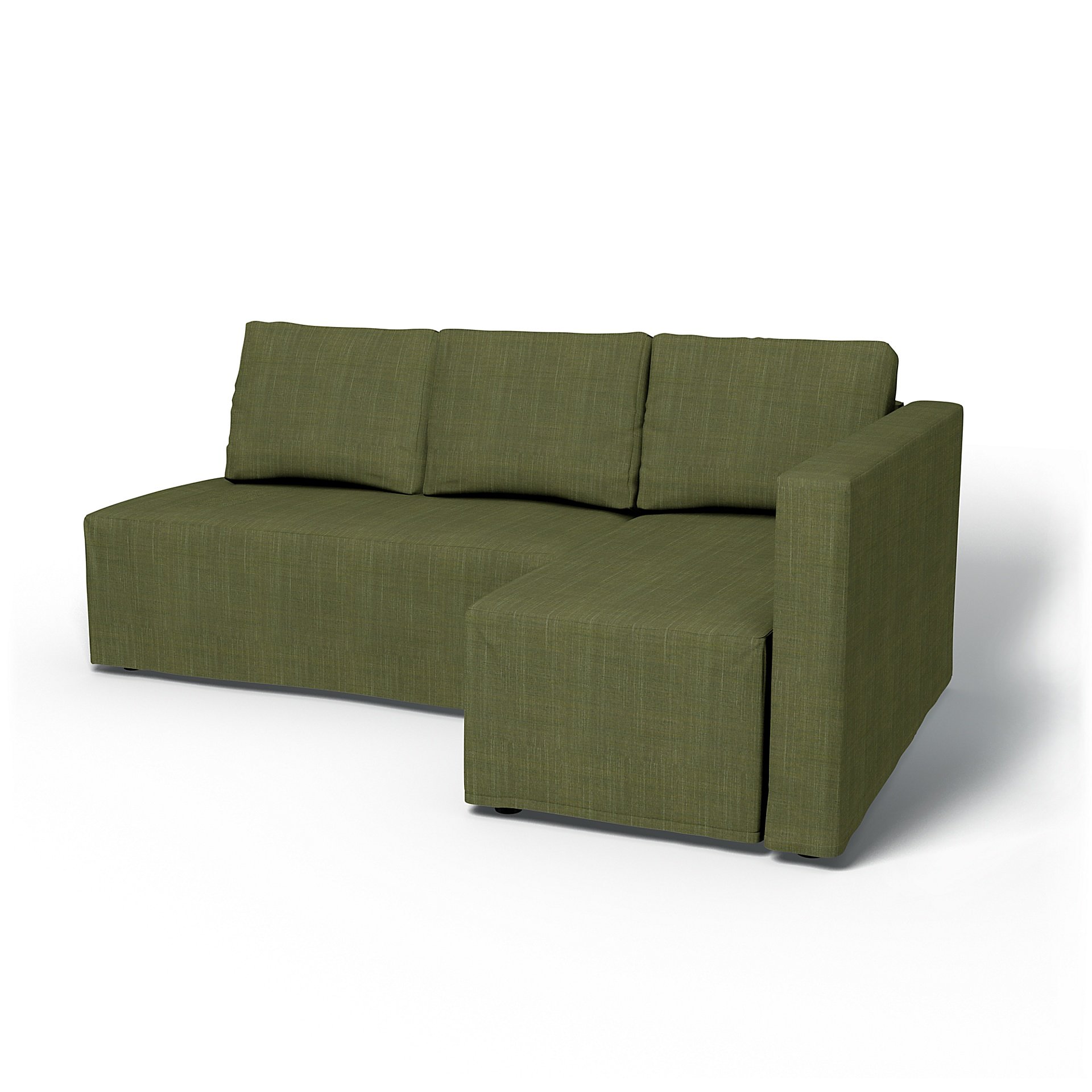 IKEA - Friheten Sofa Bed with Right Chaise Cover, Moss Green, Boucle & Texture - Bemz